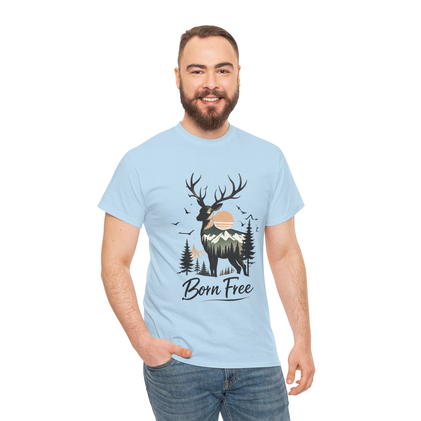 Minimalist Deer Nature T-Shirt – Forest Wildlife Graphic Tee, Calm Aesthetic Shirt