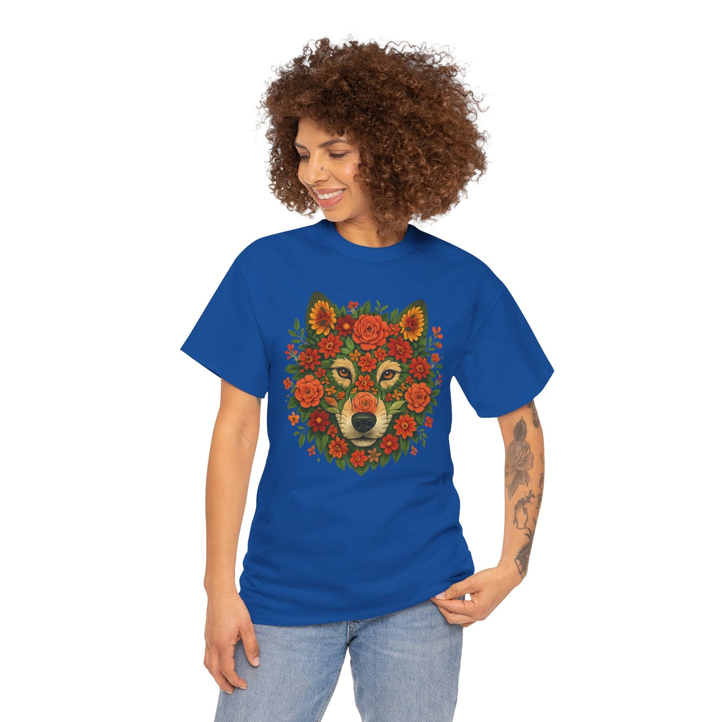 Floral Animal Portrait T-Shirt – Nature Art Aesthetic Tee