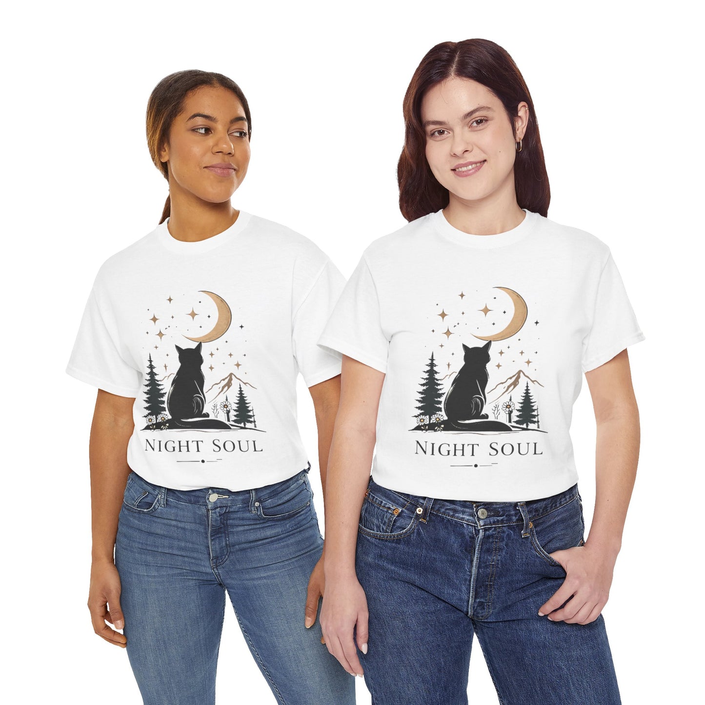 Black Cat Moon T-Shirt – Night Soul Aesthetic Tee, Minimalist Cat Lover Shirt