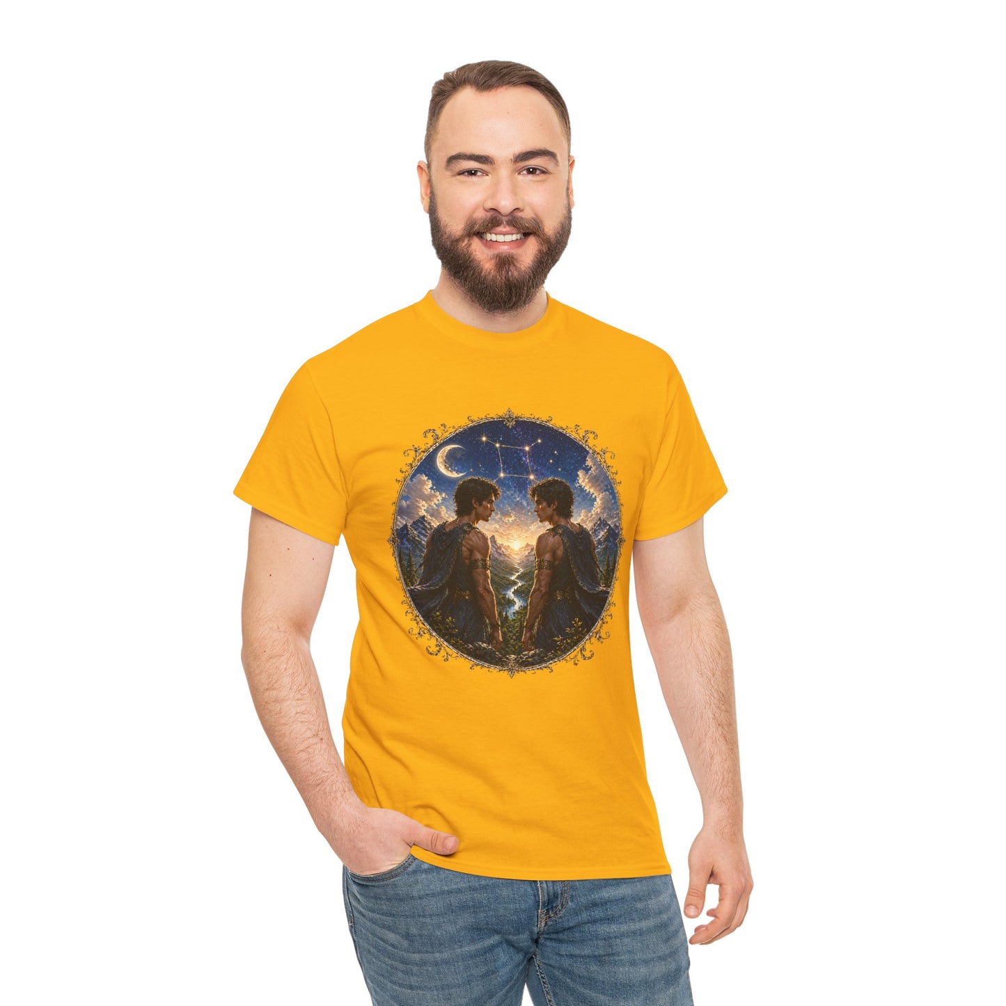 Gemini Zodiac T-Shirt – Dual Energy Twins Design | Astrology & Cosmic Nature Tee