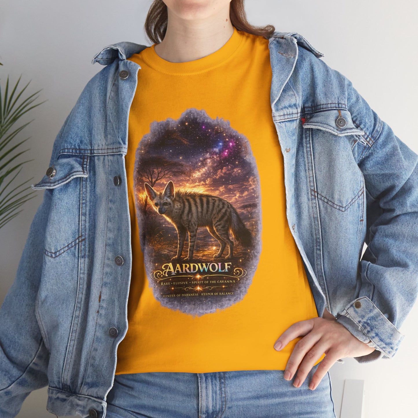 Aardwolf T-Shirt – Mystic Night Wildlife Design | Rare Cosmic Animal Graphic Tee