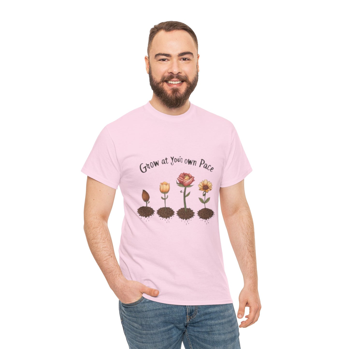 Grow at Your Own Pace T-Shirt – Minimalist Flower Pot Tee, Aesthetic Botanical Shirt, Unisex Gift for Plant Lovers