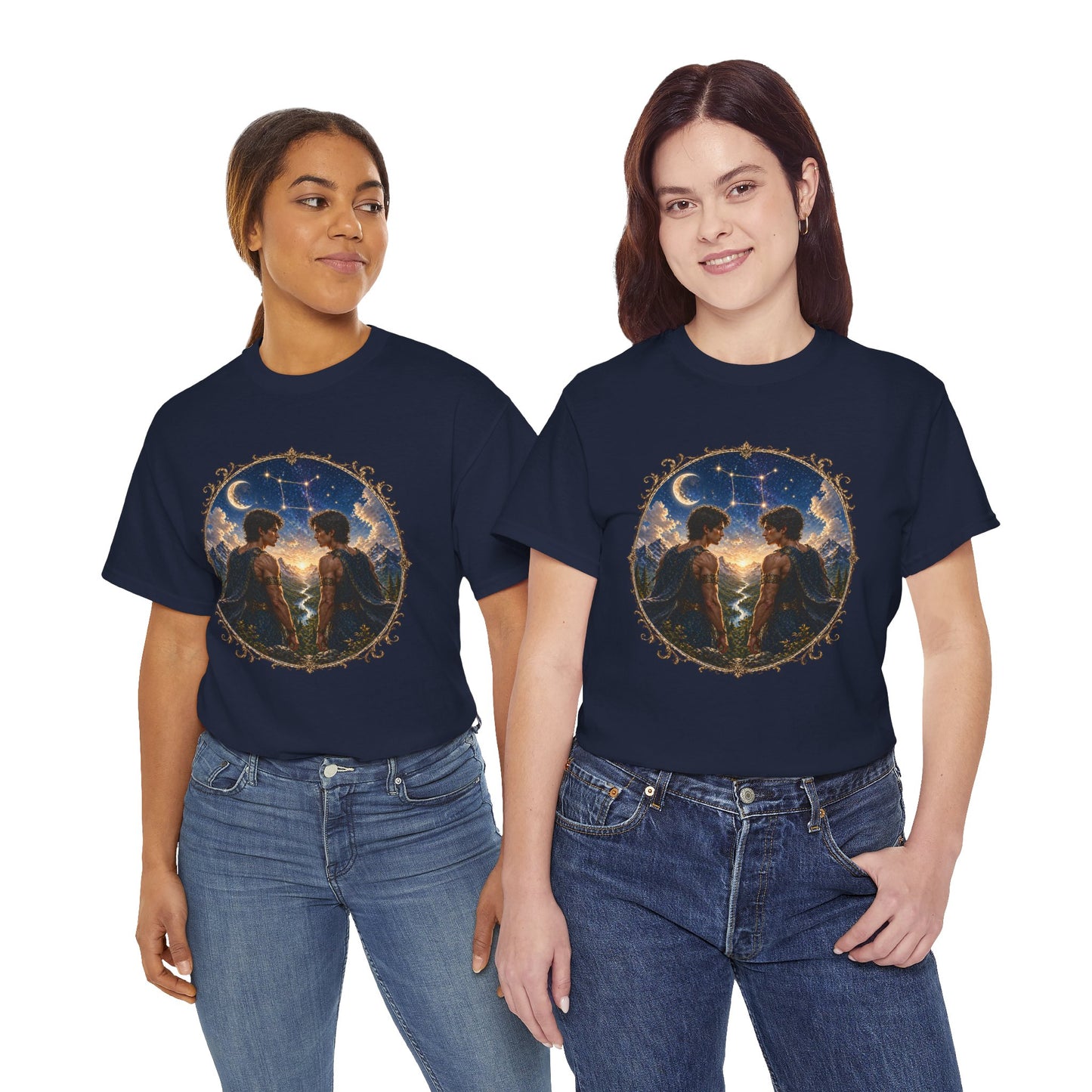 Gemini Zodiac T-Shirt – Dual Energy Twins Design | Astrology & Cosmic Nature Tee