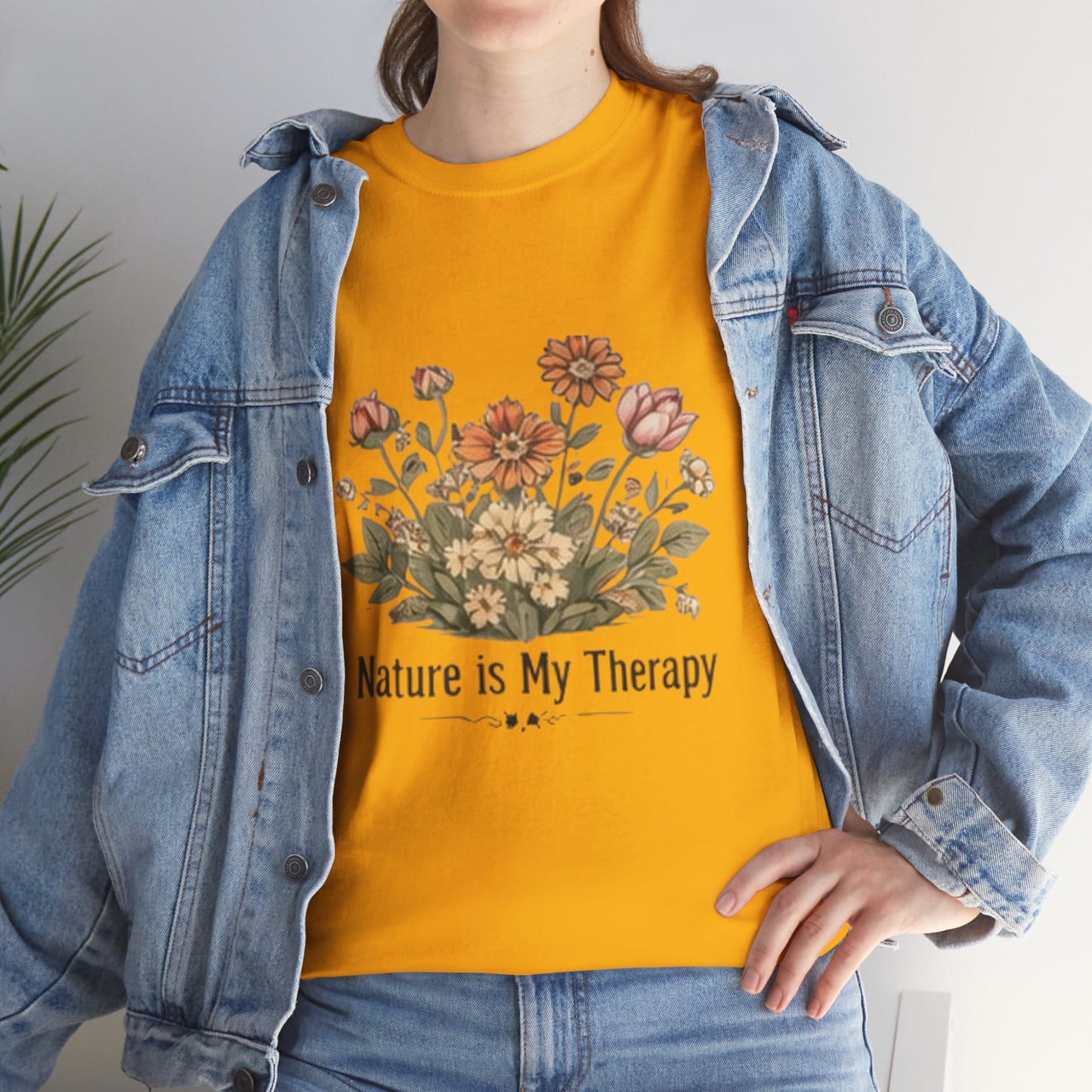 Nature Is My Therapy T-Shirt - Minimalist Floral Design Tee