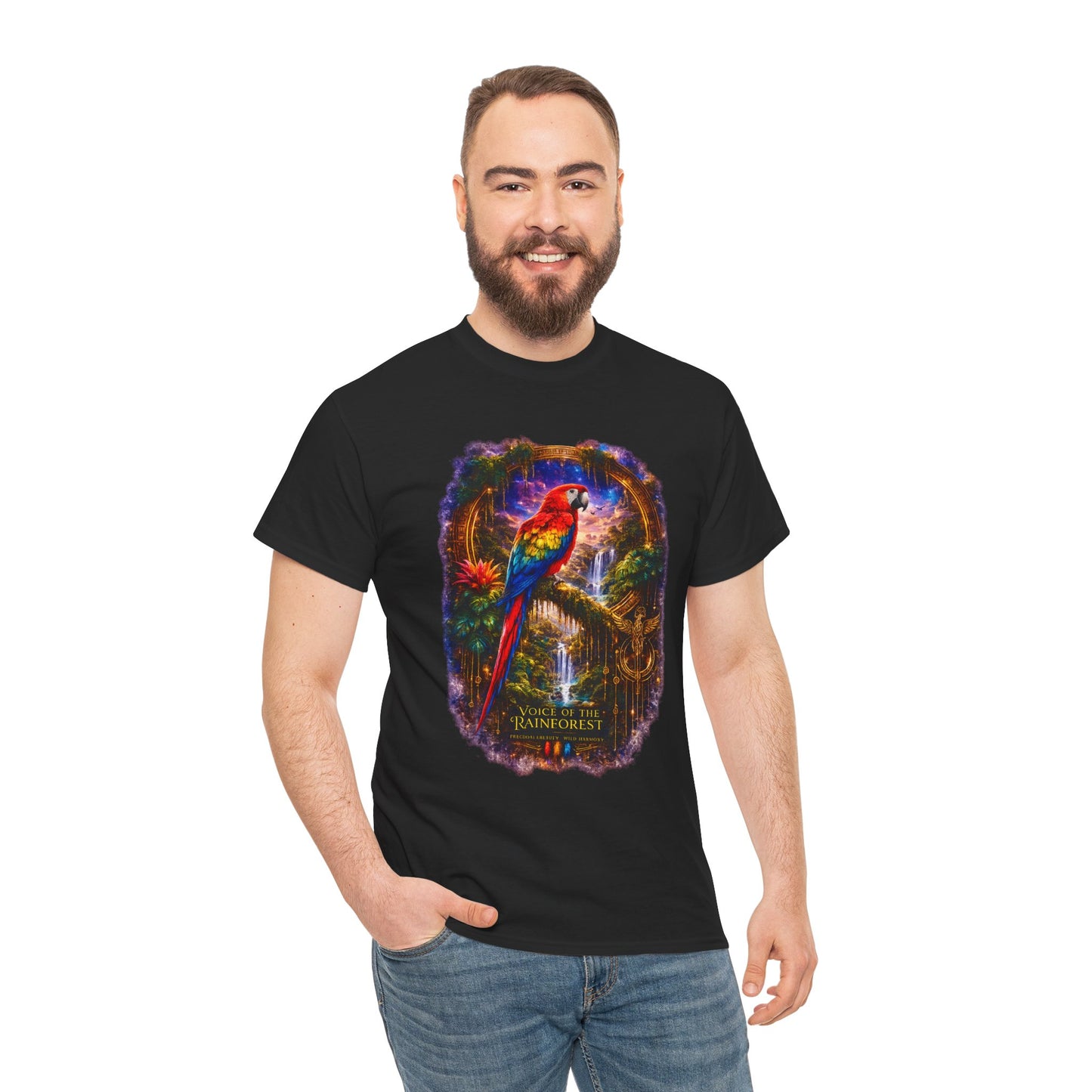 Scarlet Macaw T-Shirt – Tropical Rainforest Cosmic Design | Exotic Bird Wildlife Tee