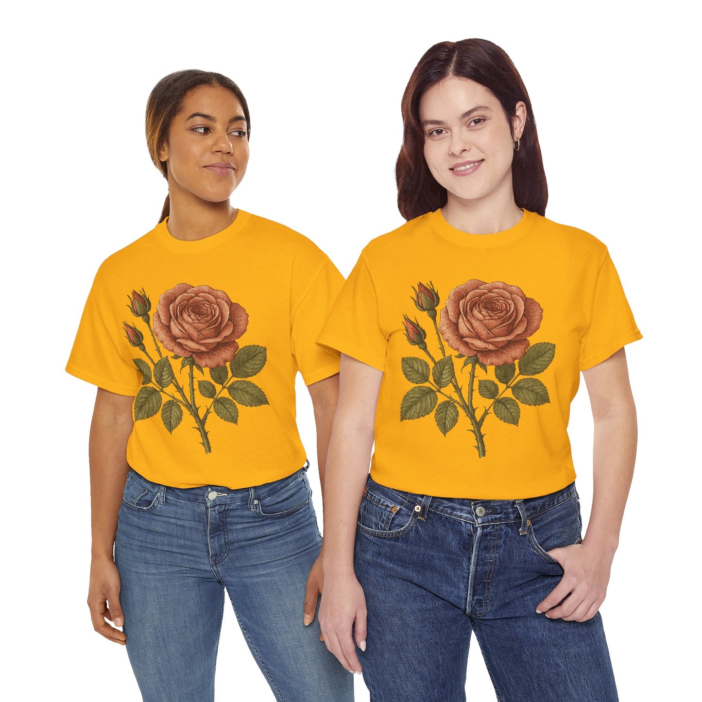 Vintage Botanical Rose T-Shirt – Minimalist Floral Aesthetic Tee