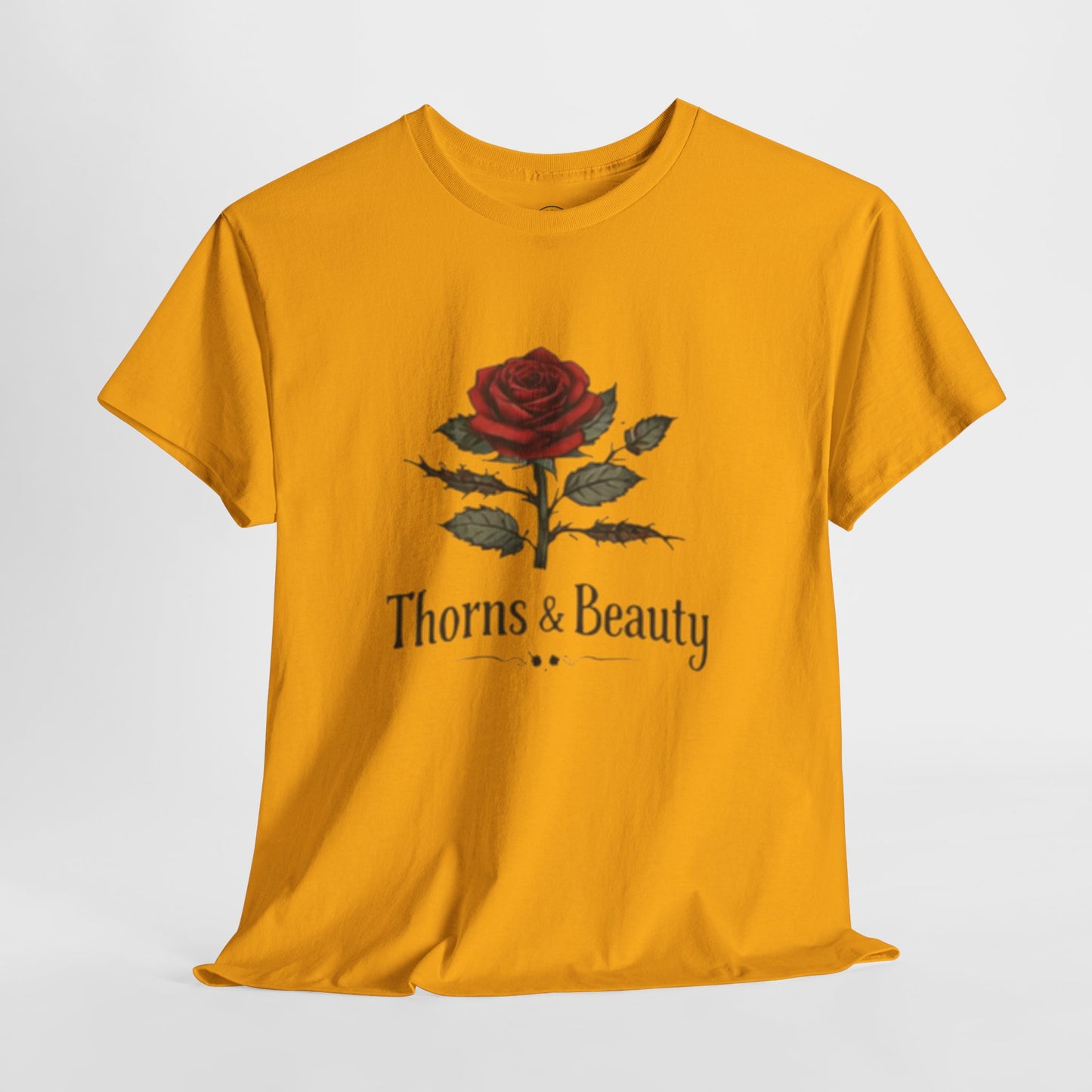 Thorns & Beauty Rose T-Shirt – Minimalist Floral Graphic Tee, Aesthetic Rose Design, Elegant Botanical Shirt