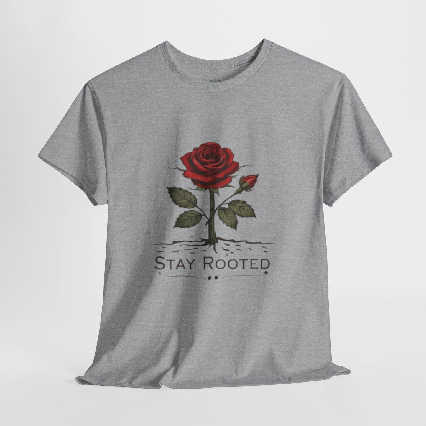 Stay Rooted Rose T-Shirt – Minimalist Nature Graphic Tee, Unisex Botanical Shirt, Nature Lover Gift