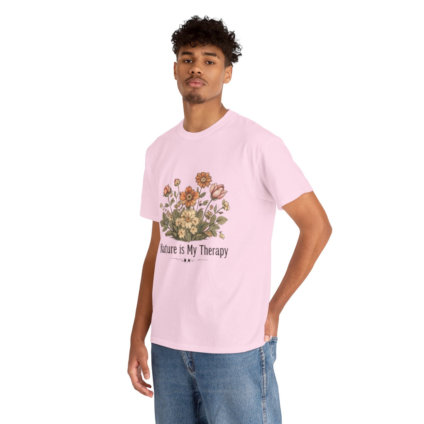 Nature Is My Therapy T-Shirt - Minimalist Floral Design Tee