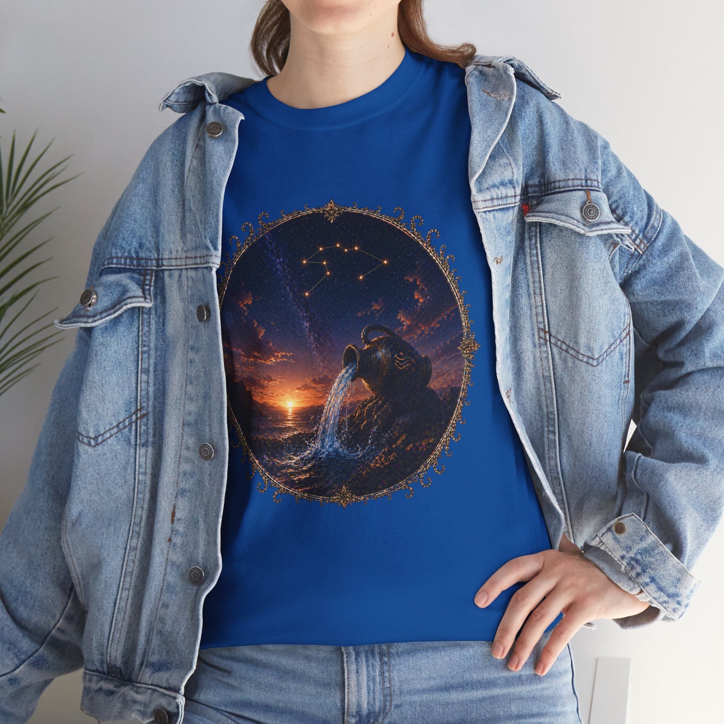 Aquarius Zodiac T-Shirt – Water Bearer Cosmic Design | Unique & Visionary Astrology Tee