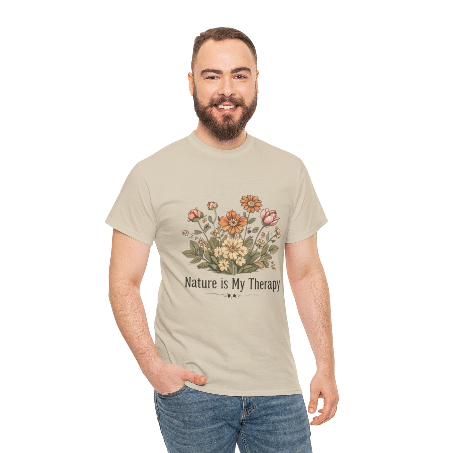 Nature Is My Therapy T-Shirt - Minimalist Floral Design Tee