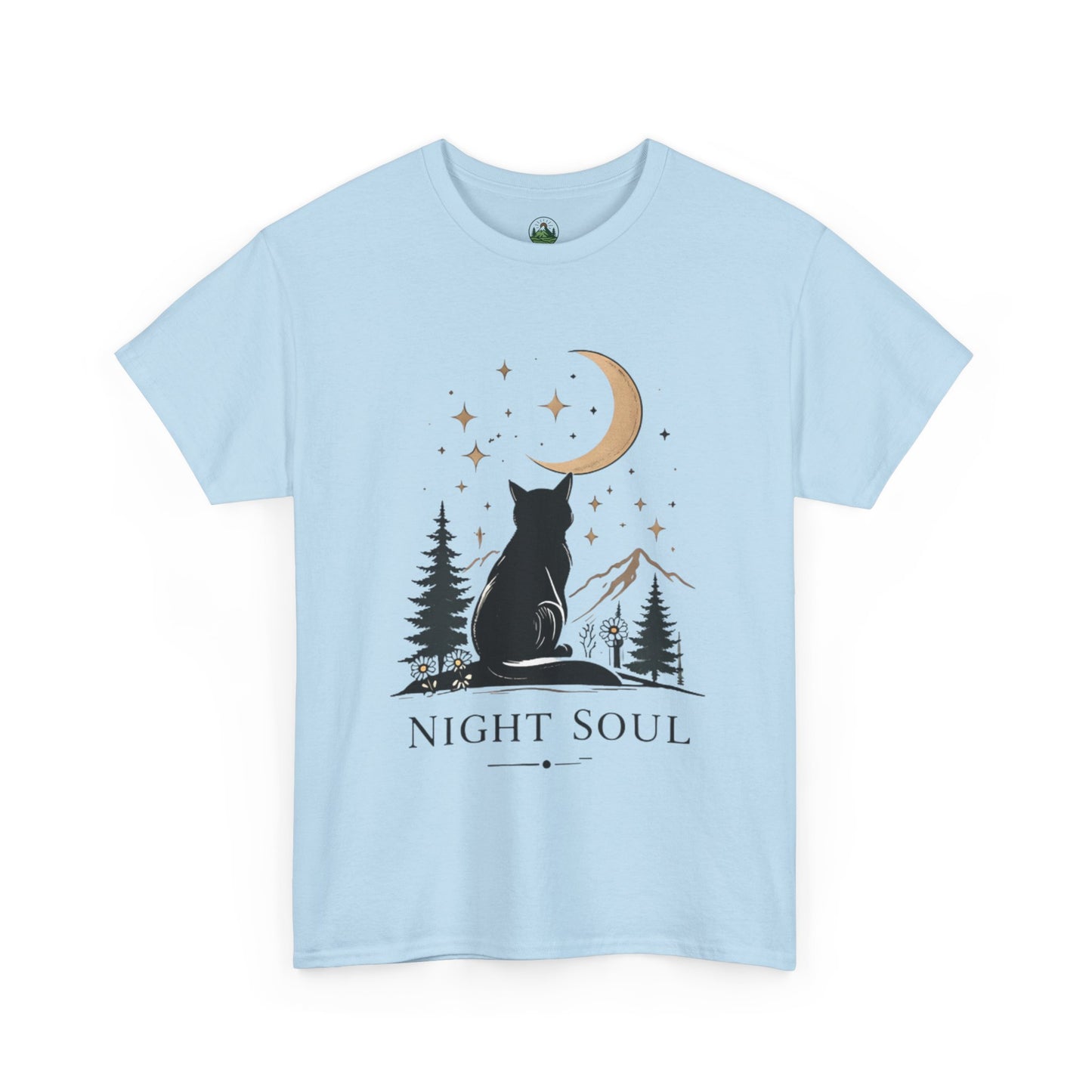 Black Cat Moon T-Shirt – Night Soul Aesthetic Tee, Minimalist Cat Lover Shirt