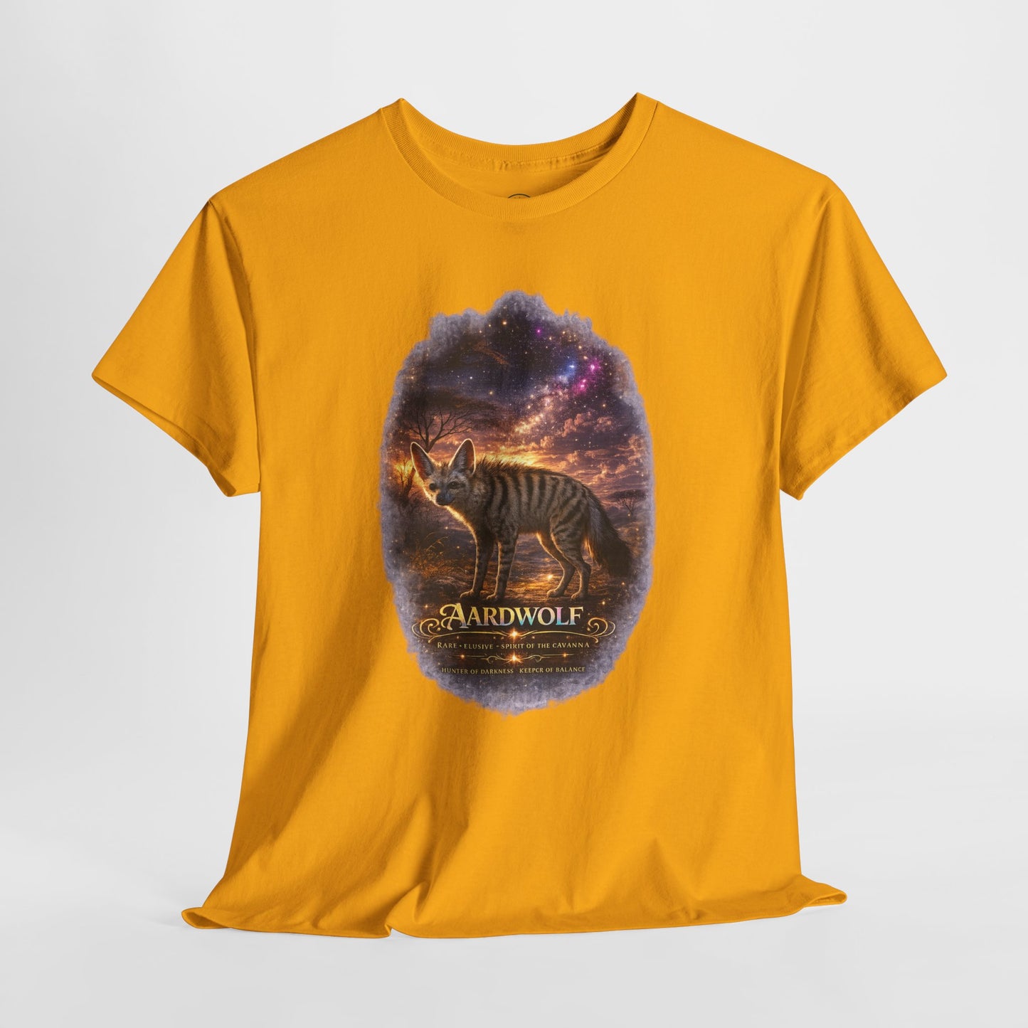 Aardwolf T-Shirt – Mystic Night Wildlife Design | Rare Cosmic Animal Graphic Tee