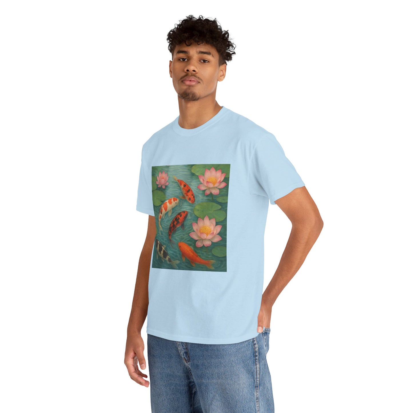 Koi Fish Lotus Pond T-Shirt – Zen Nature Aesthetic Tee