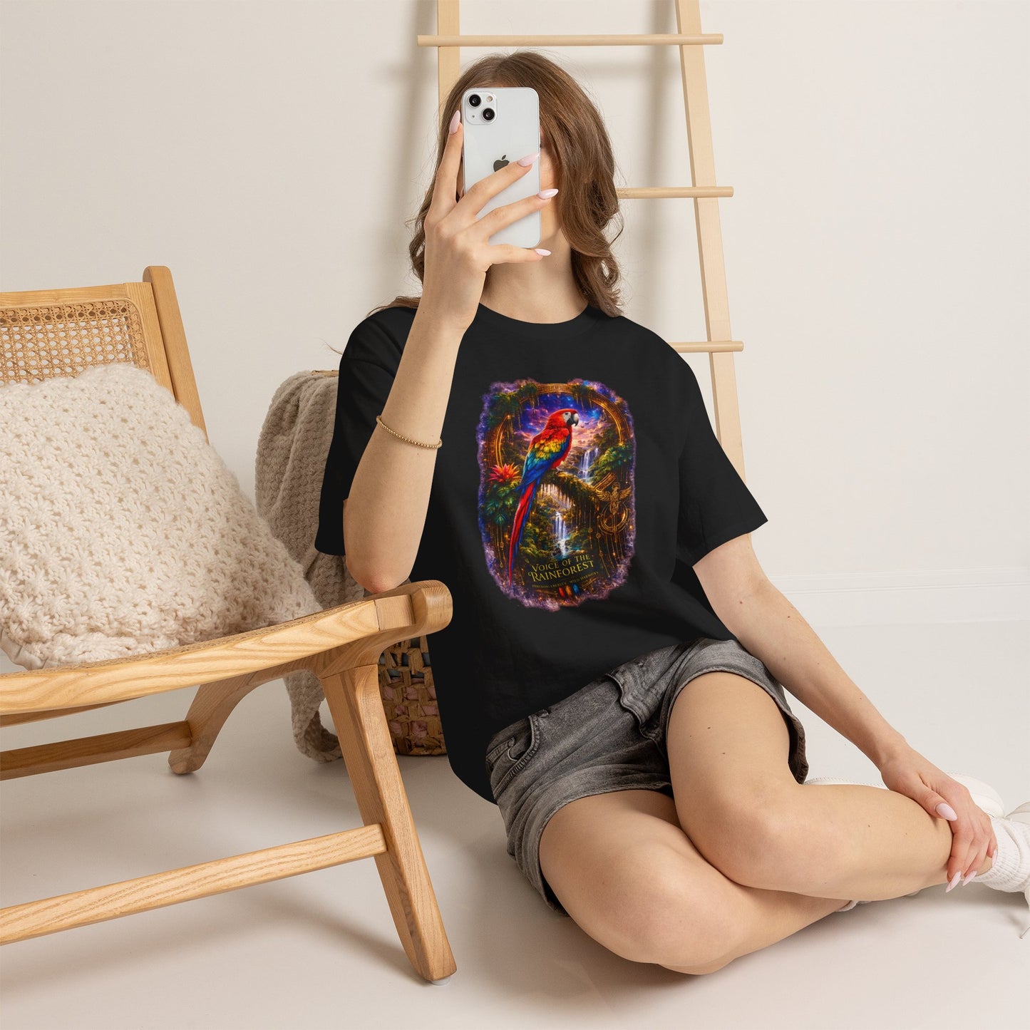 Scarlet Macaw T-Shirt – Tropical Rainforest Cosmic Design | Exotic Bird Wildlife Tee