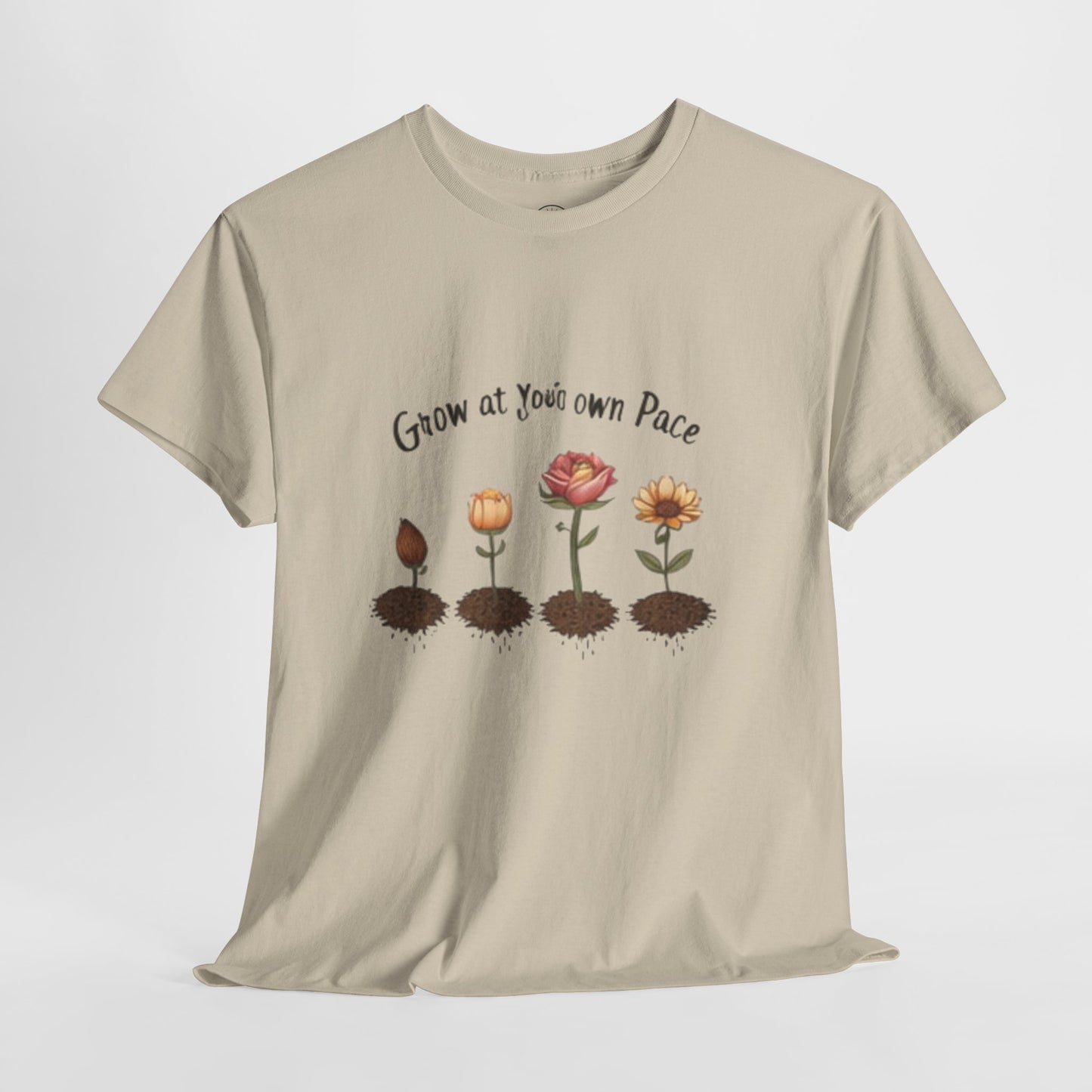 Grow at Your Own Pace T-Shirt – Minimalist Flower Pot Tee, Aesthetic Botanical Shirt, Unisex Gift for Plant Lovers