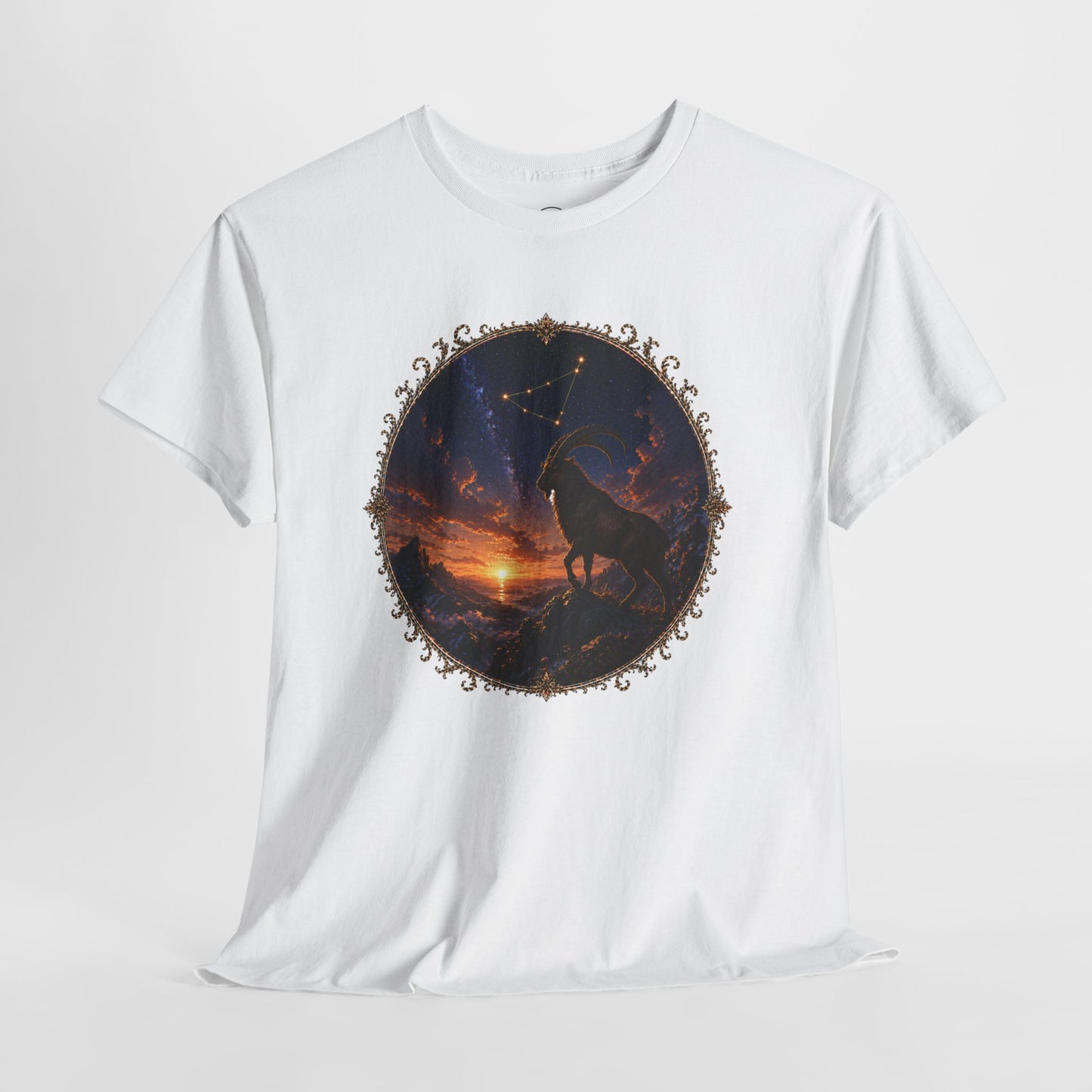 Capricorn Zodiac T-Shirt – Mountain Goat Ambition Design | Minimal Power Astrology Tee