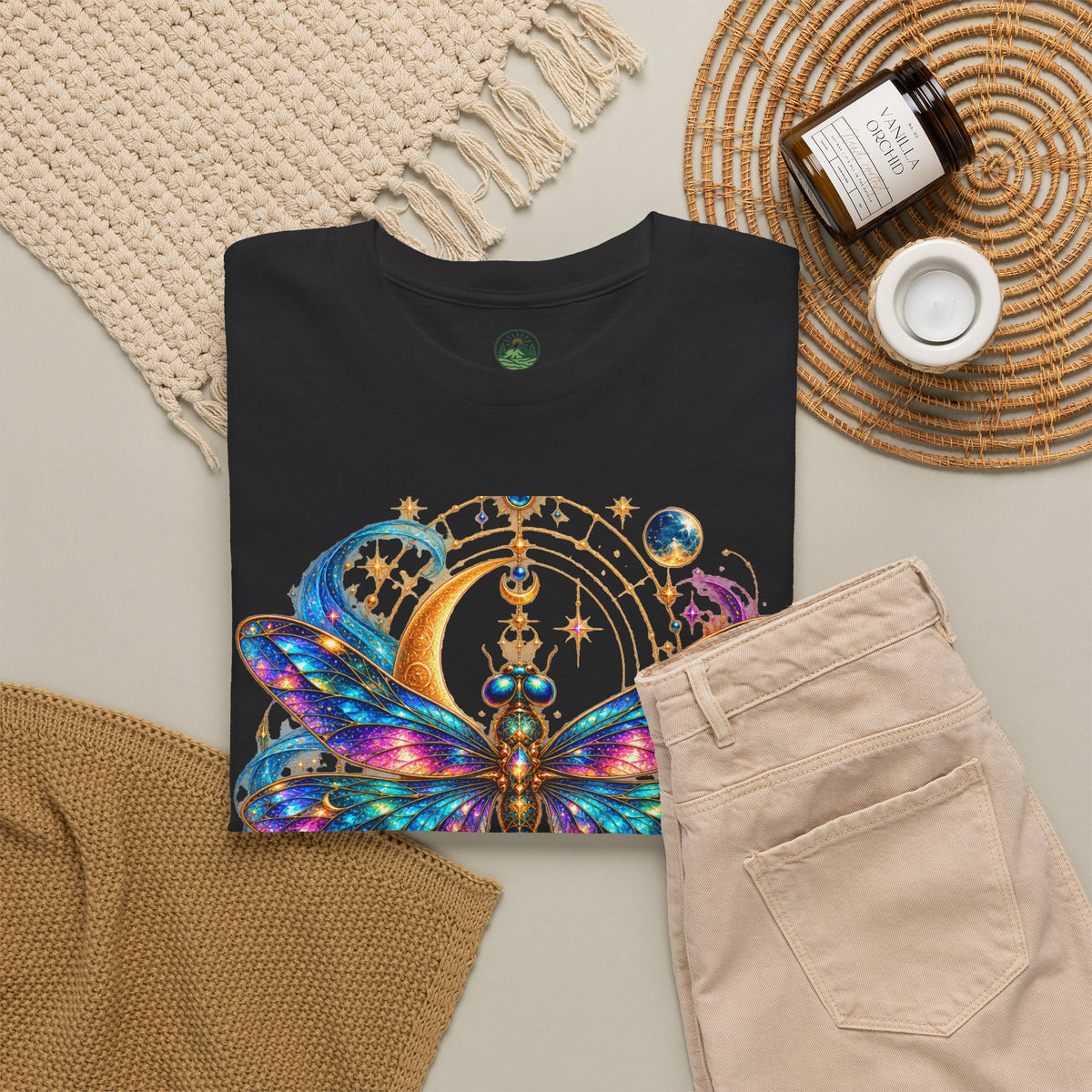 Celestial Dragonfly T-Shirt – Moon & Wildflower Nature Tee