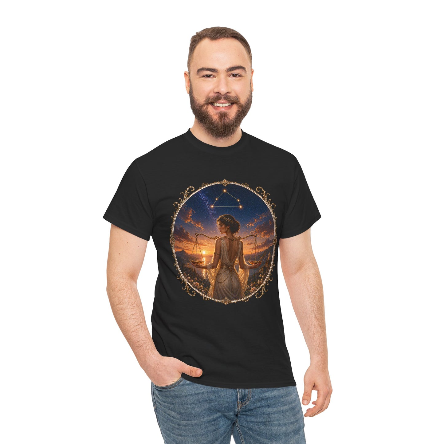 Libra Zodiac T-Shirt – Balance Scales Aesthetic Design | Elegant Astrology Tee