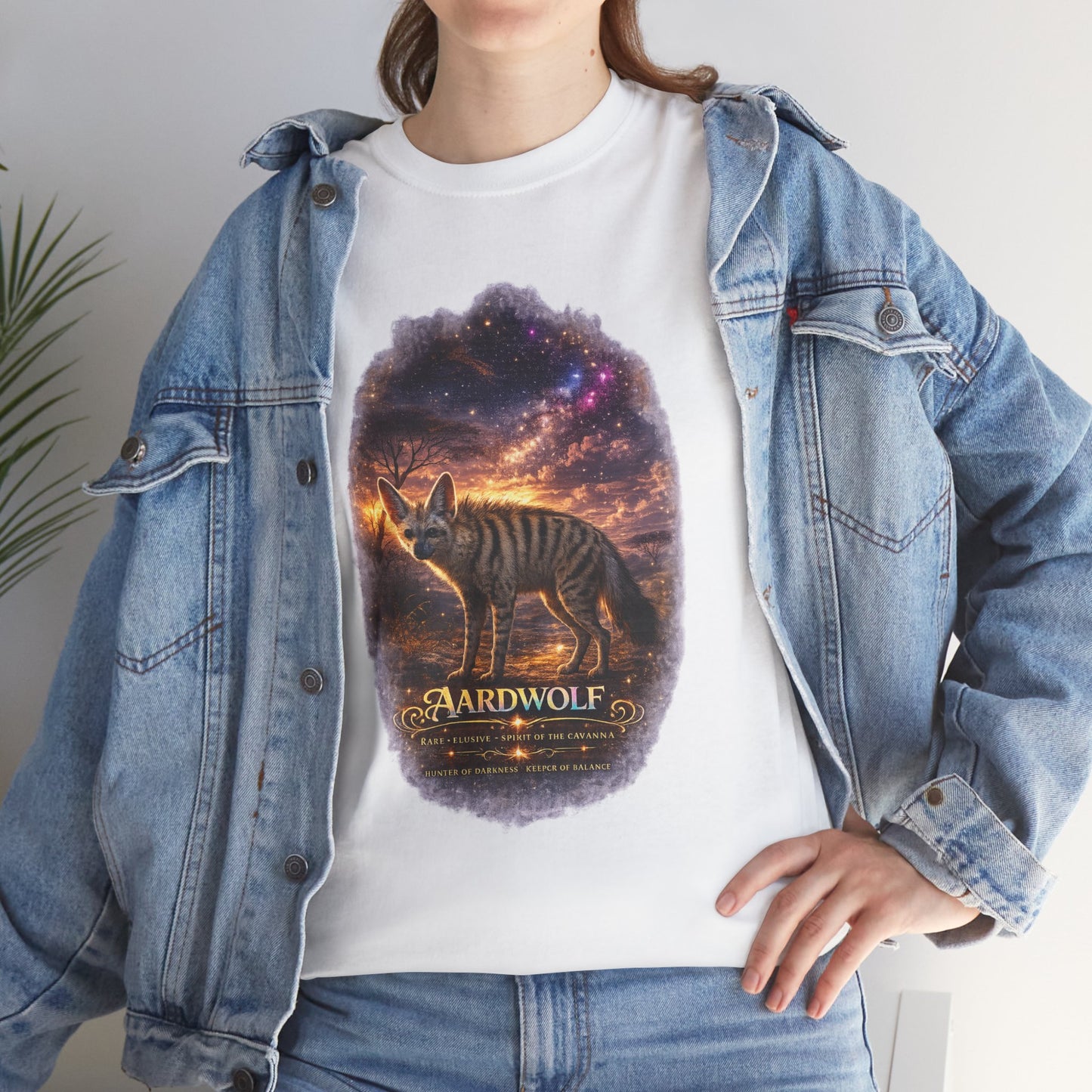 Aardwolf T-Shirt – Mystic Night Wildlife Design | Rare Cosmic Animal Graphic Tee