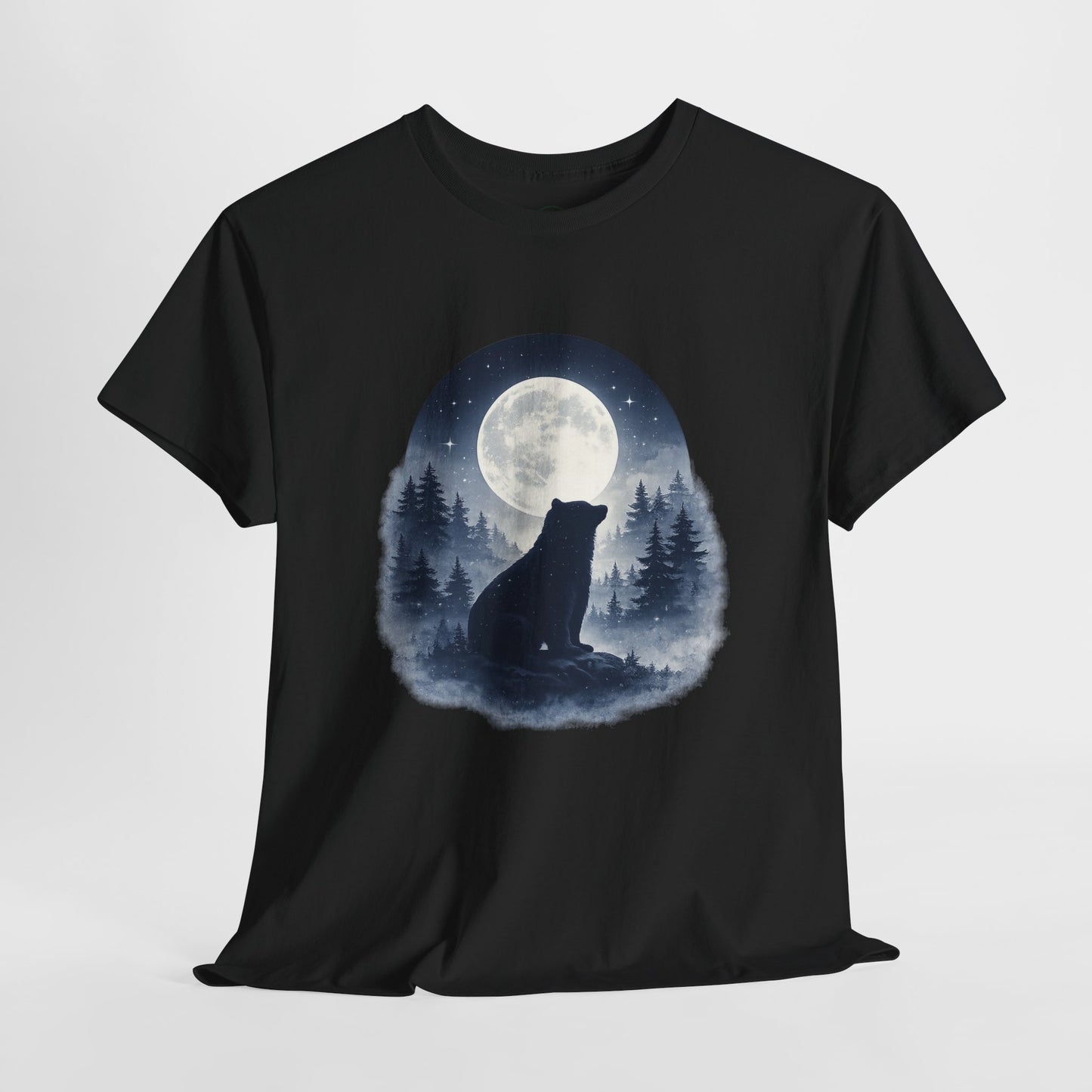 Mystic Bear Silhouette T-Shirt – Minimalist Nature Graphic Tee, Forest Spirit Design, Wildlife Lover Shirt