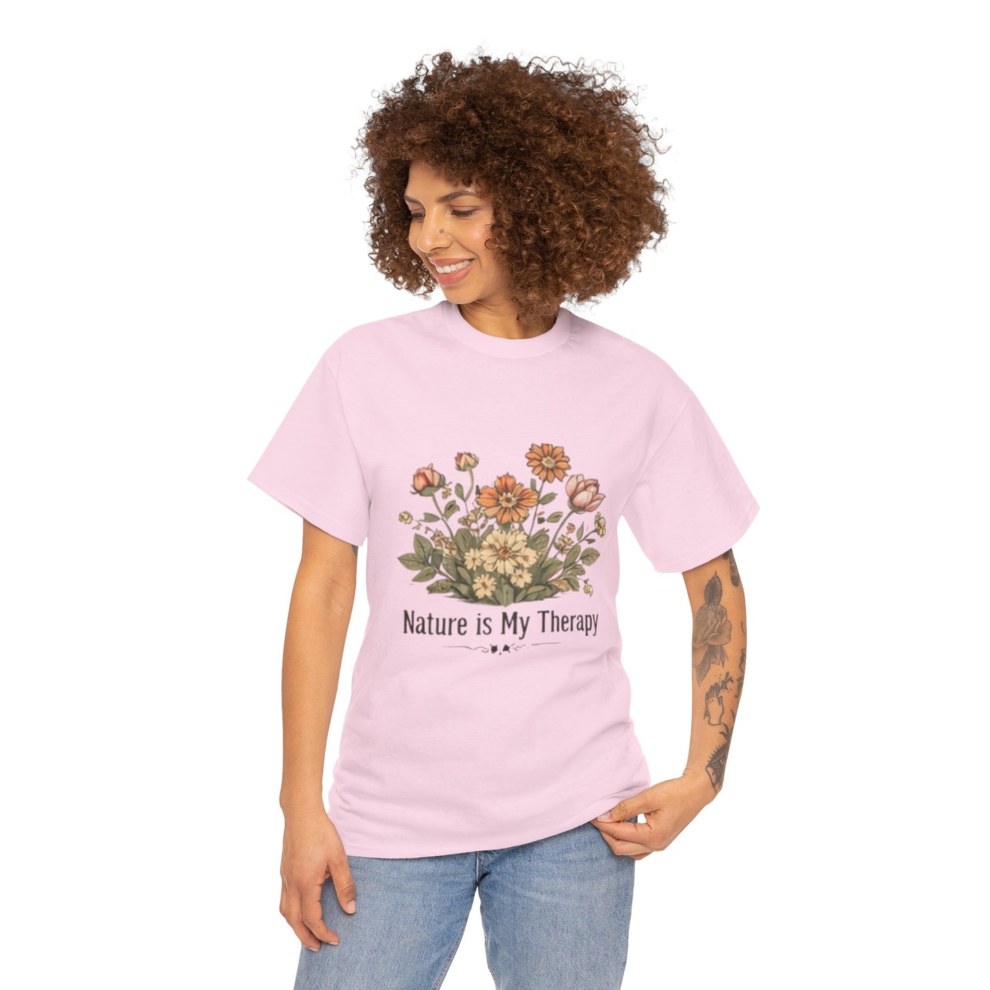 Nature Is My Therapy T-Shirt - Minimalist Floral Design Tee