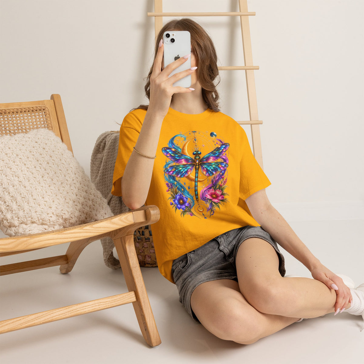 Celestial Dragonfly T-Shirt – Moon & Wildflower Nature Tee