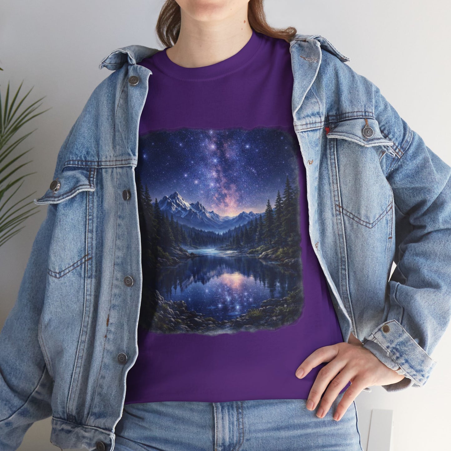 Midnight Reflection Nature T-Shirt – Moonlit Lake & Forest Design