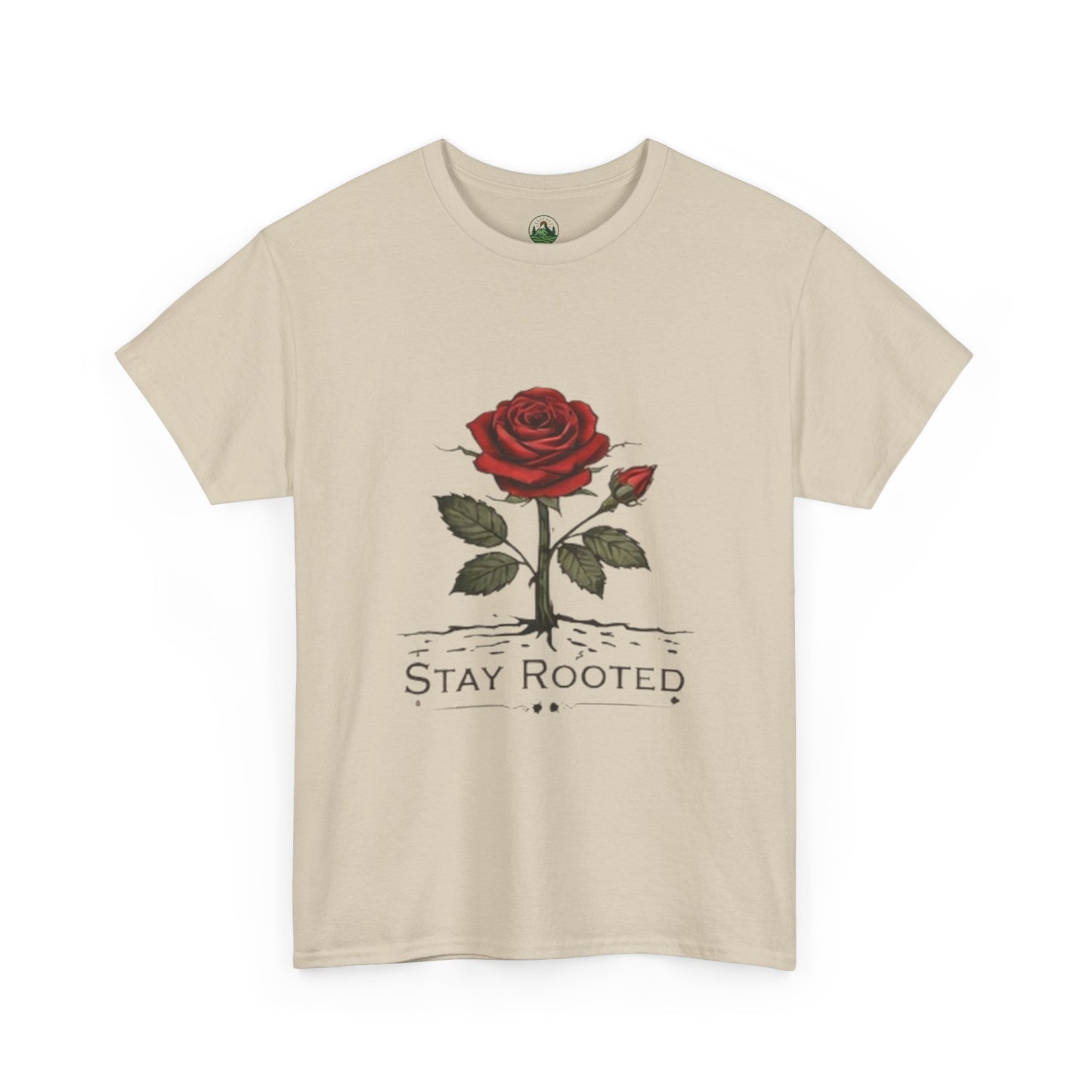 Stay Rooted Rose T-Shirt – Minimalist Nature Graphic Tee, Unisex Botanical Shirt, Nature Lover Gift
