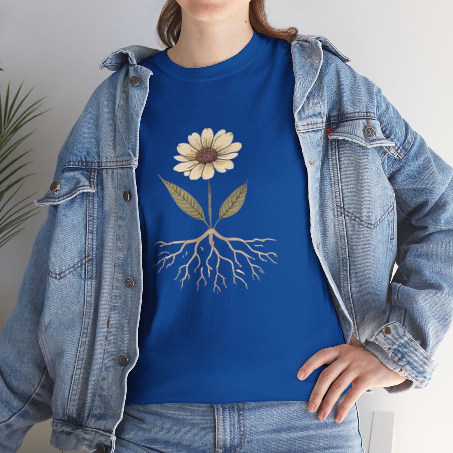 Minimalist Flower Roots T-Shirt – Nature Inspired Graphic Tee, Botanical Design, Aesthetic Plant Shirt, Unisex Cotton Tee