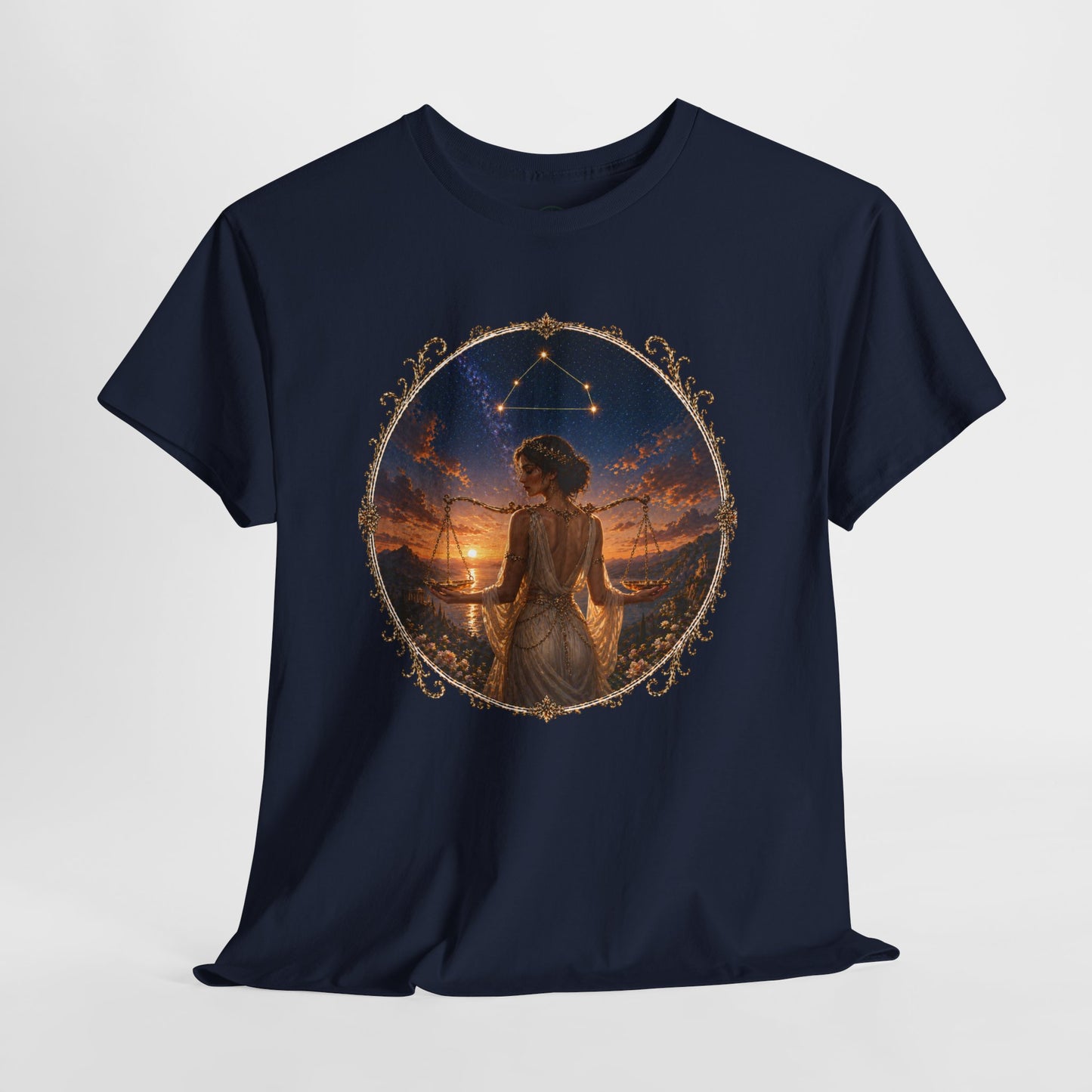 Libra Zodiac T-Shirt – Balance Scales Aesthetic Design | Elegant Astrology Tee
