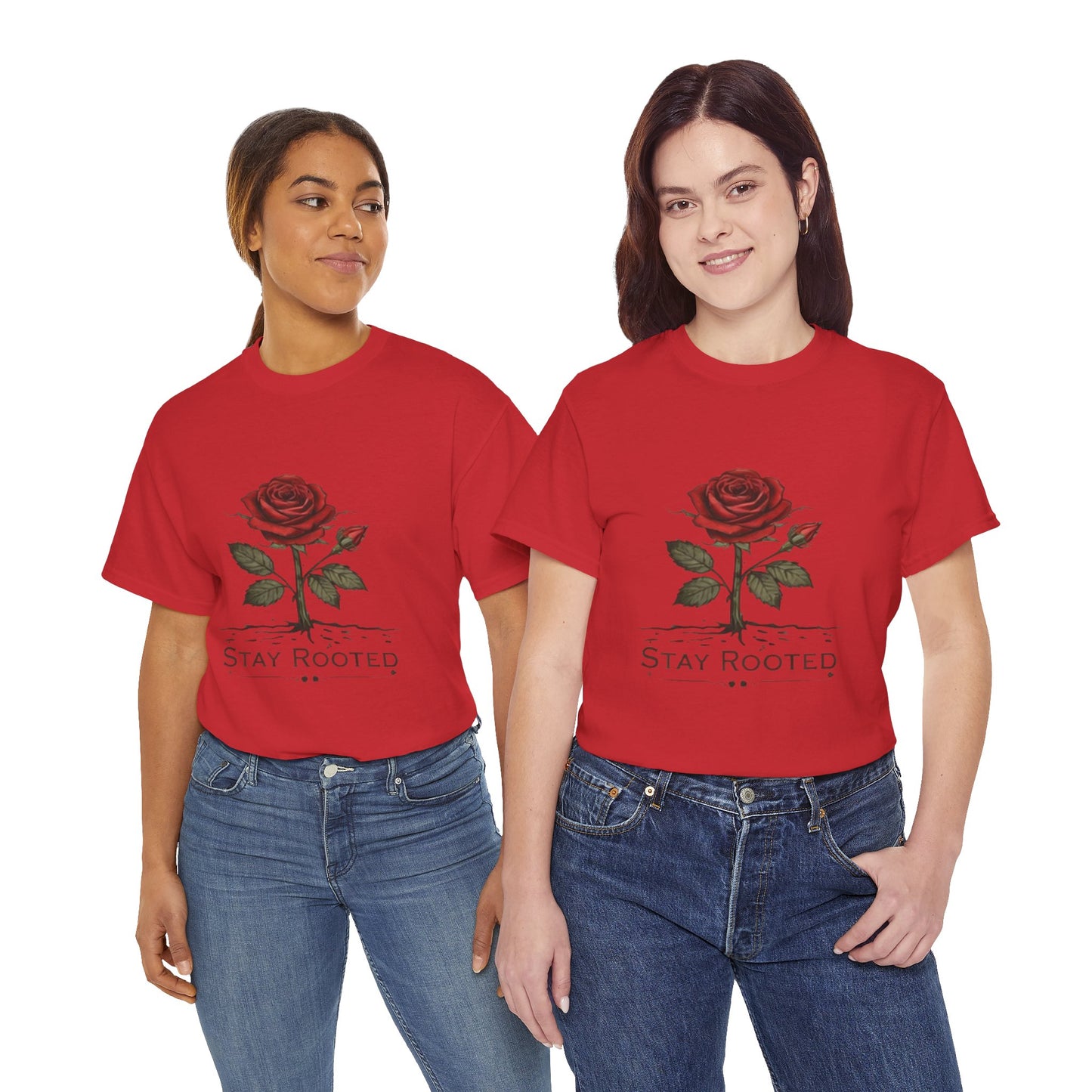Stay Rooted Rose T-Shirt – Minimalist Nature Graphic Tee, Unisex Botanical Shirt, Nature Lover Gift