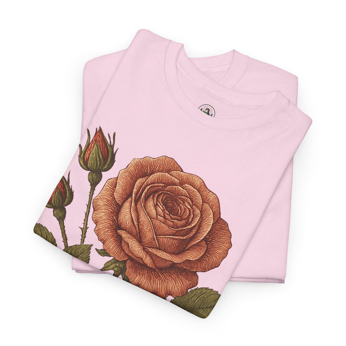 Vintage Botanical Rose T-Shirt – Minimalist Floral Aesthetic Tee