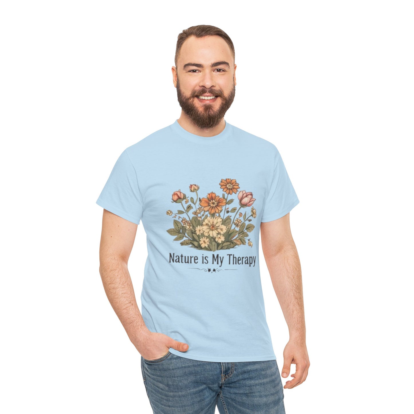 Nature Is My Therapy T-Shirt - Minimalist Floral Design Tee