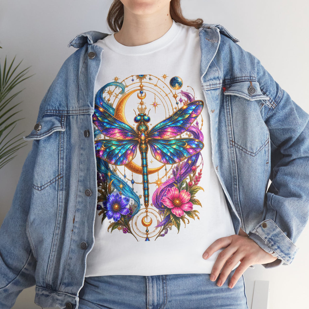 Celestial Dragonfly T-Shirt – Moon & Wildflower Nature Tee