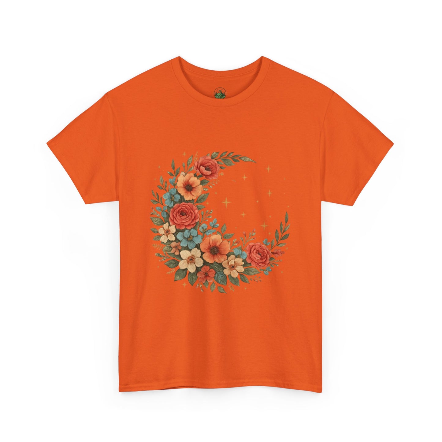 Floral Crescent Moon T-Shirt – Boho Nature Aesthetic Tee
