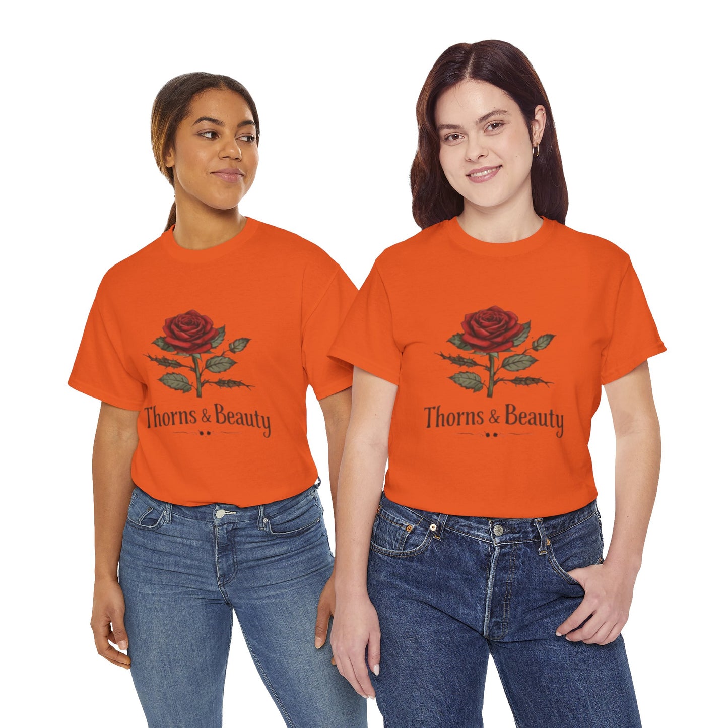 Thorns & Beauty Rose T-Shirt – Minimalist Floral Graphic Tee, Aesthetic Rose Design, Elegant Botanical Shirt
