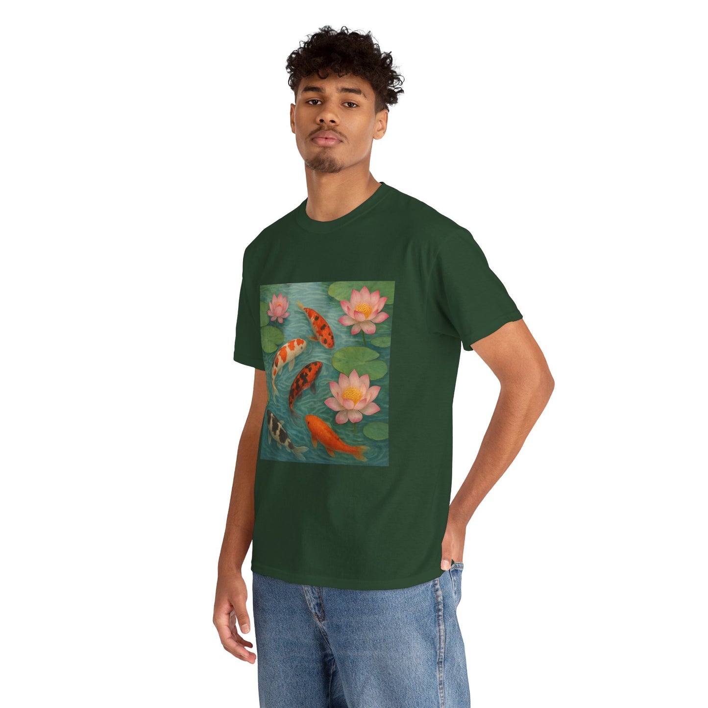 Koi Fish Lotus Pond T-Shirt – Zen Nature Aesthetic Tee