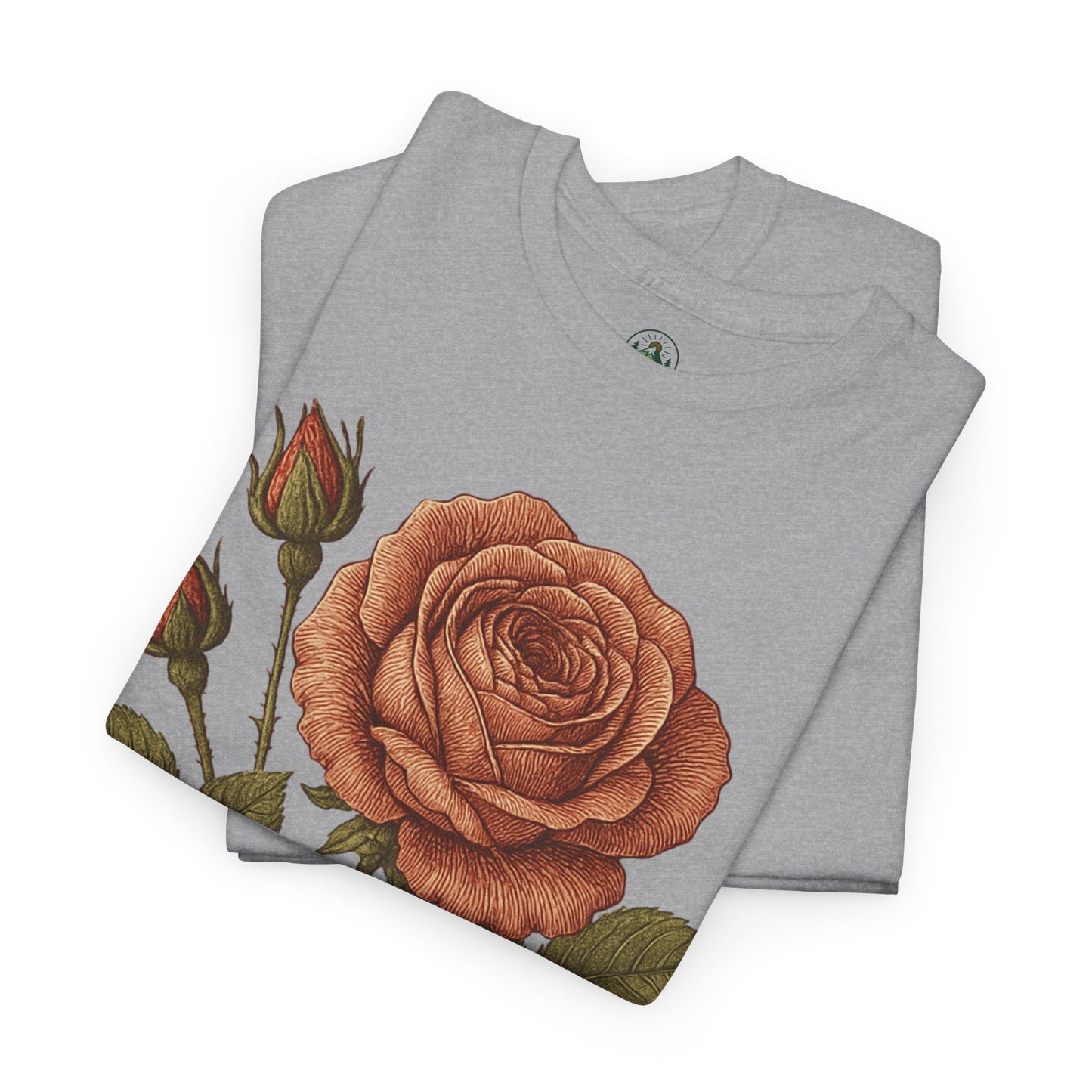 Vintage Botanical Rose T-Shirt – Minimalist Floral Aesthetic Tee
