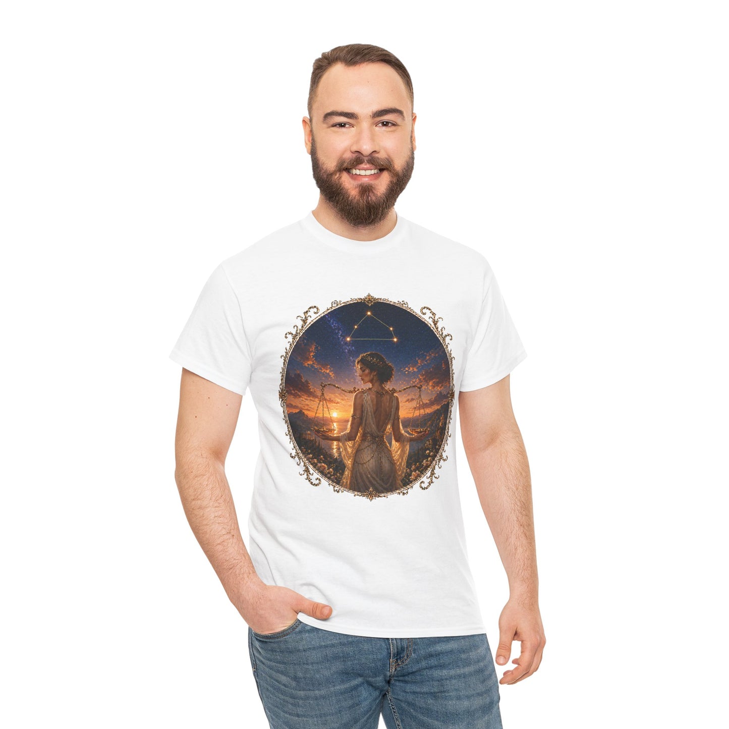 Libra Zodiac T-Shirt – Balance Scales Aesthetic Design | Elegant Astrology Tee