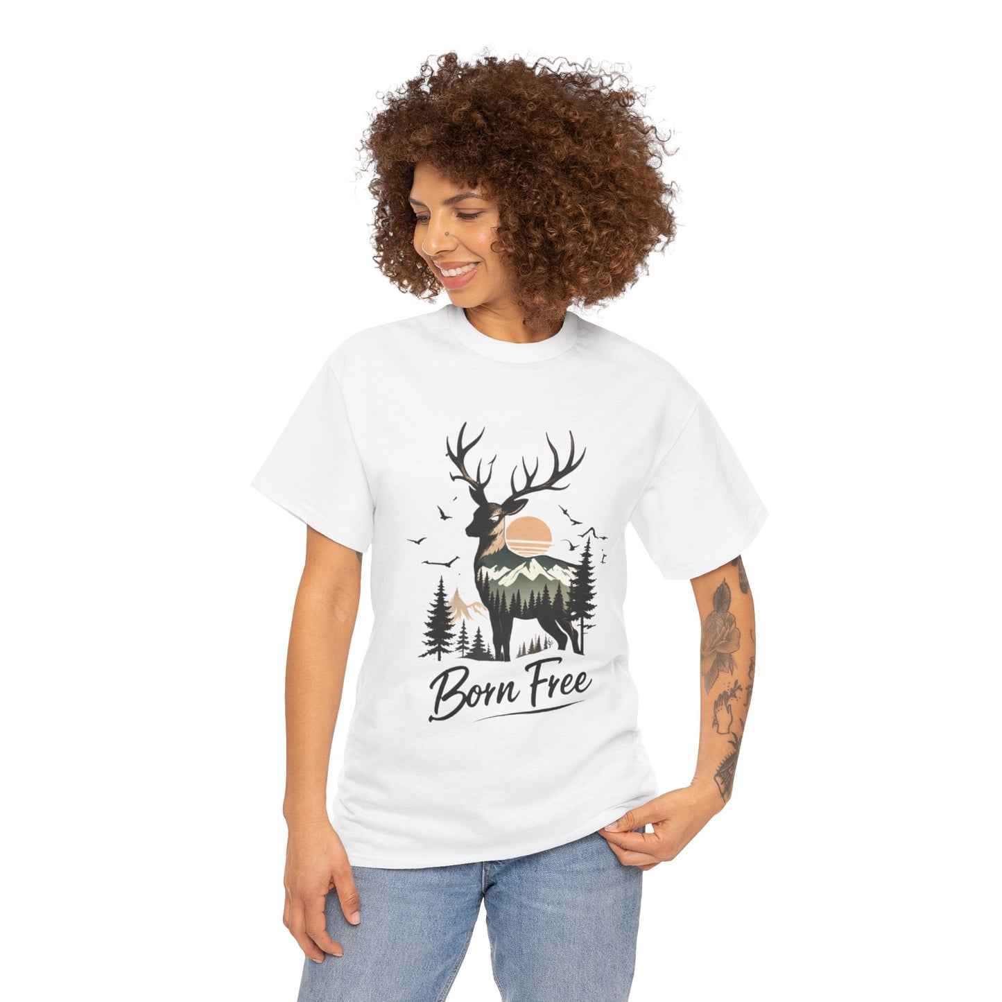 Minimalist Deer Nature T-Shirt – Forest Wildlife Graphic Tee, Calm Aesthetic Shirt