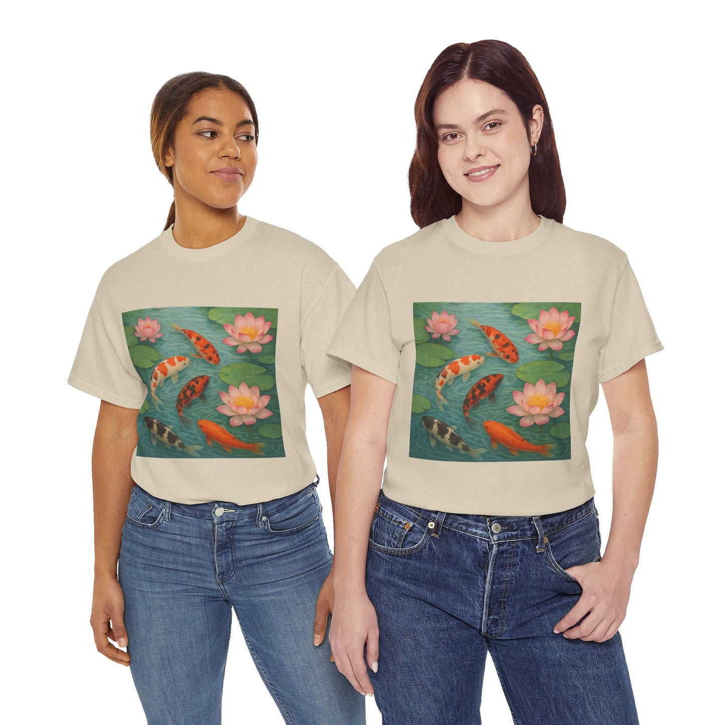 Koi Fish Lotus Pond T-Shirt – Zen Nature Aesthetic Tee