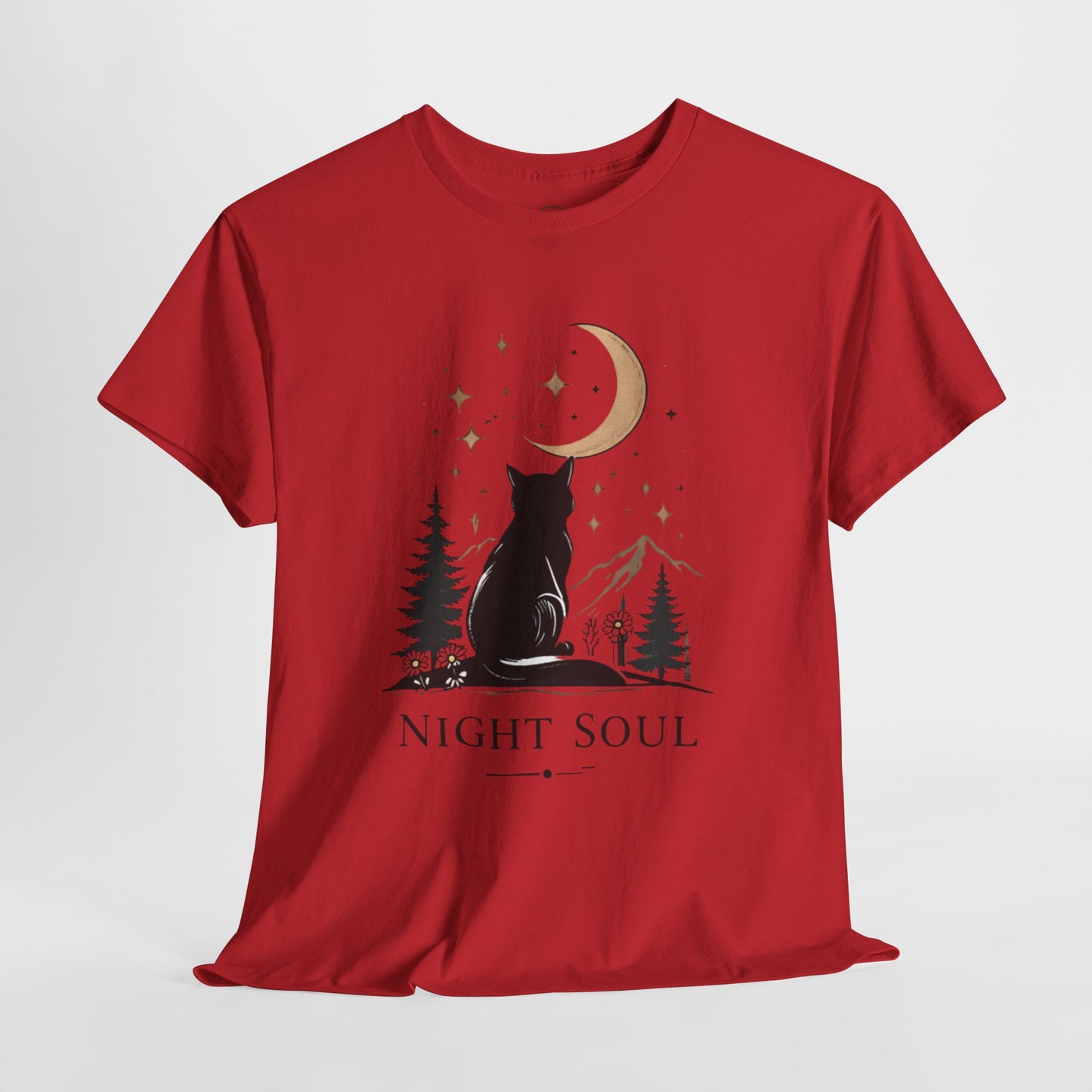 Black Cat Moon T-Shirt – Night Soul Aesthetic Tee, Minimalist Cat Lover Shirt