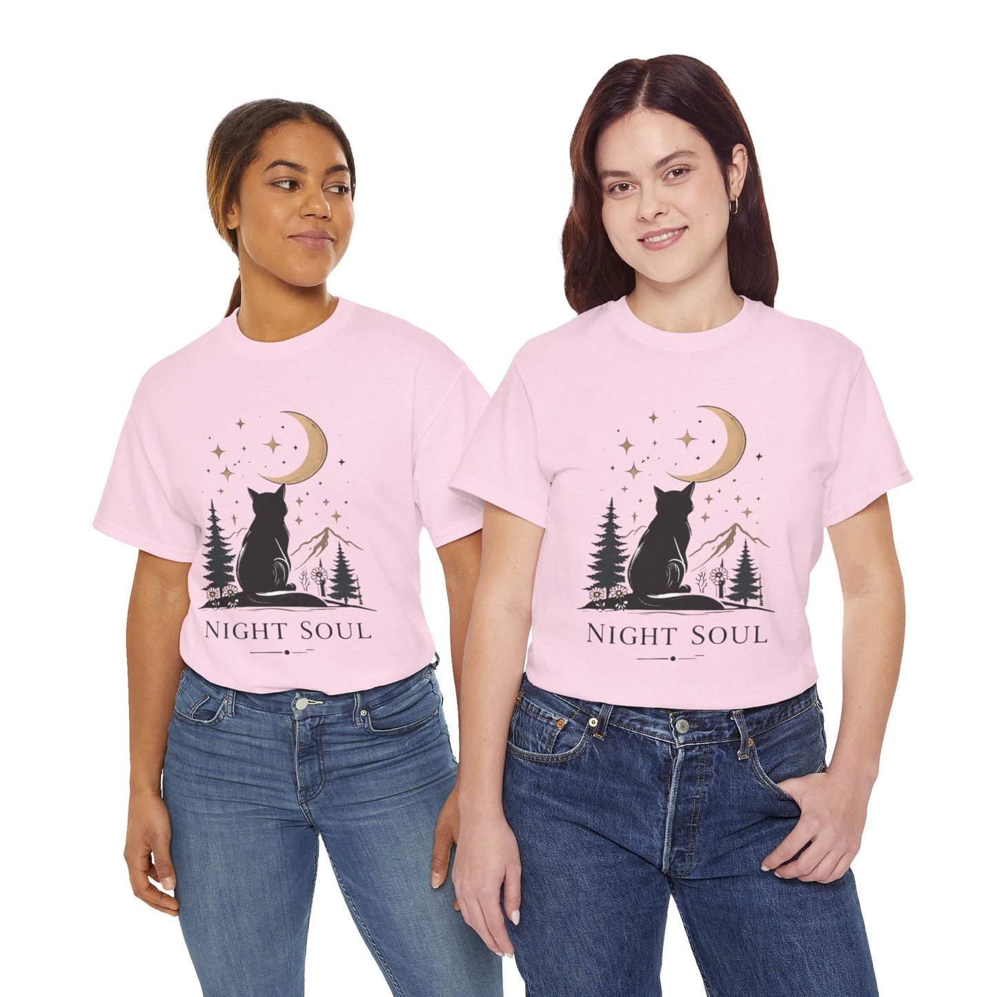 Black Cat Moon T-Shirt – Night Soul Aesthetic Tee, Minimalist Cat Lover Shirt