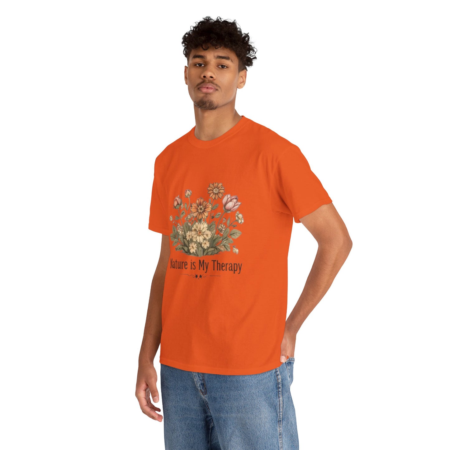 Nature Is My Therapy T-Shirt - Minimalist Floral Design Tee