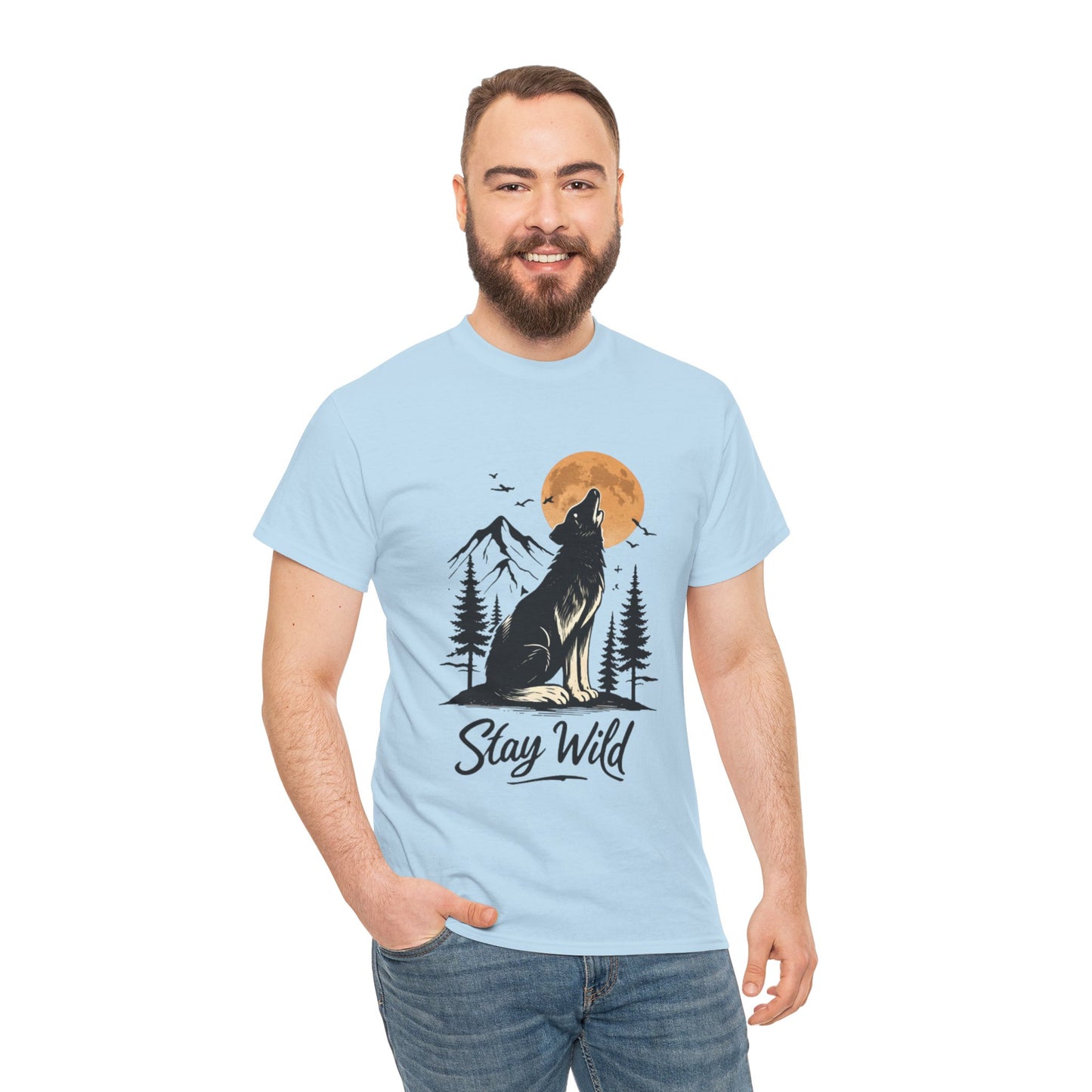 Howling Wolf Stay Wild Shirt – Aesthetic Nature Tee for Outdoor Lovers & Adventure Souls