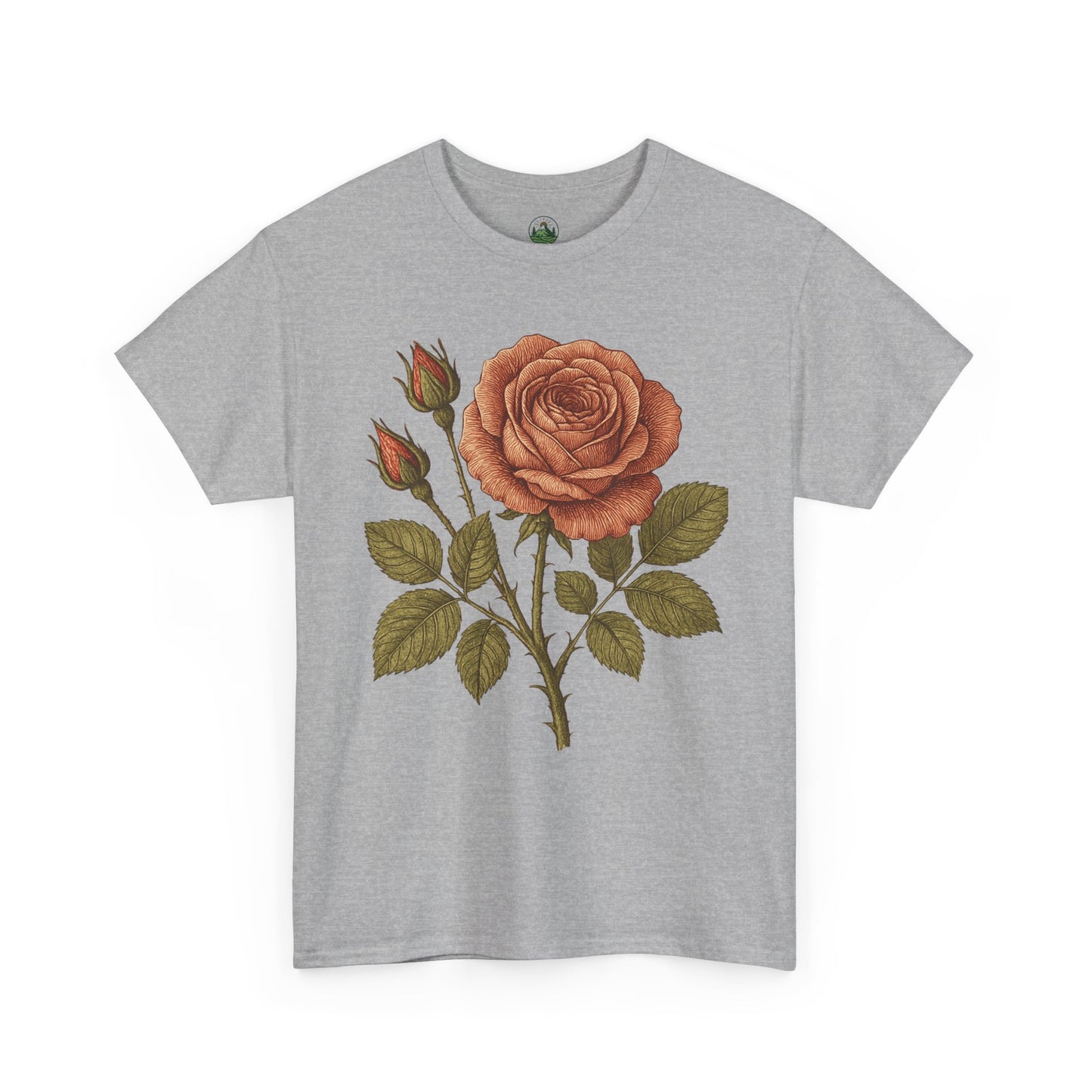 Vintage Botanical Rose T-Shirt – Minimalist Floral Aesthetic Tee