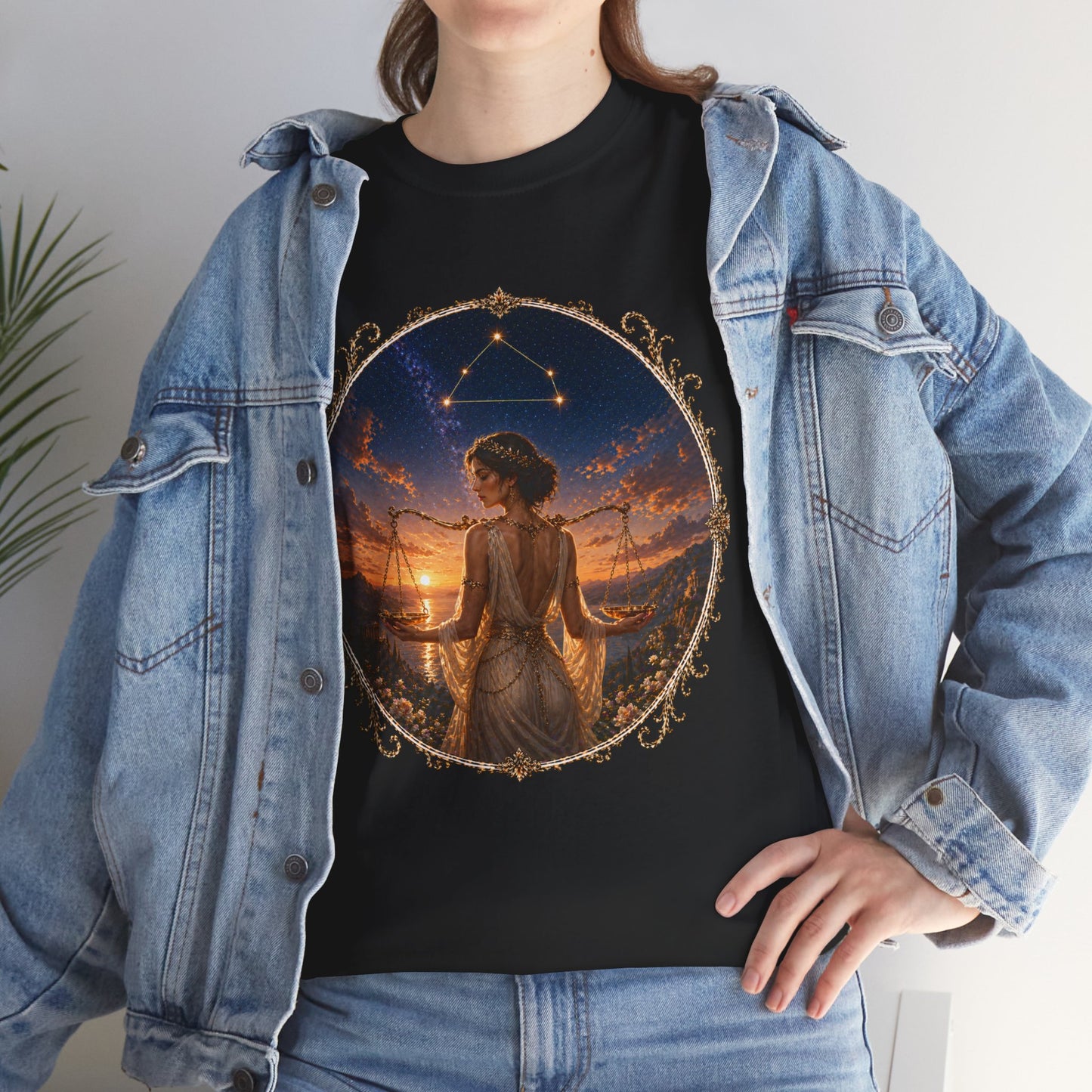 Libra Zodiac T-Shirt – Balance Scales Aesthetic Design | Elegant Astrology Tee
