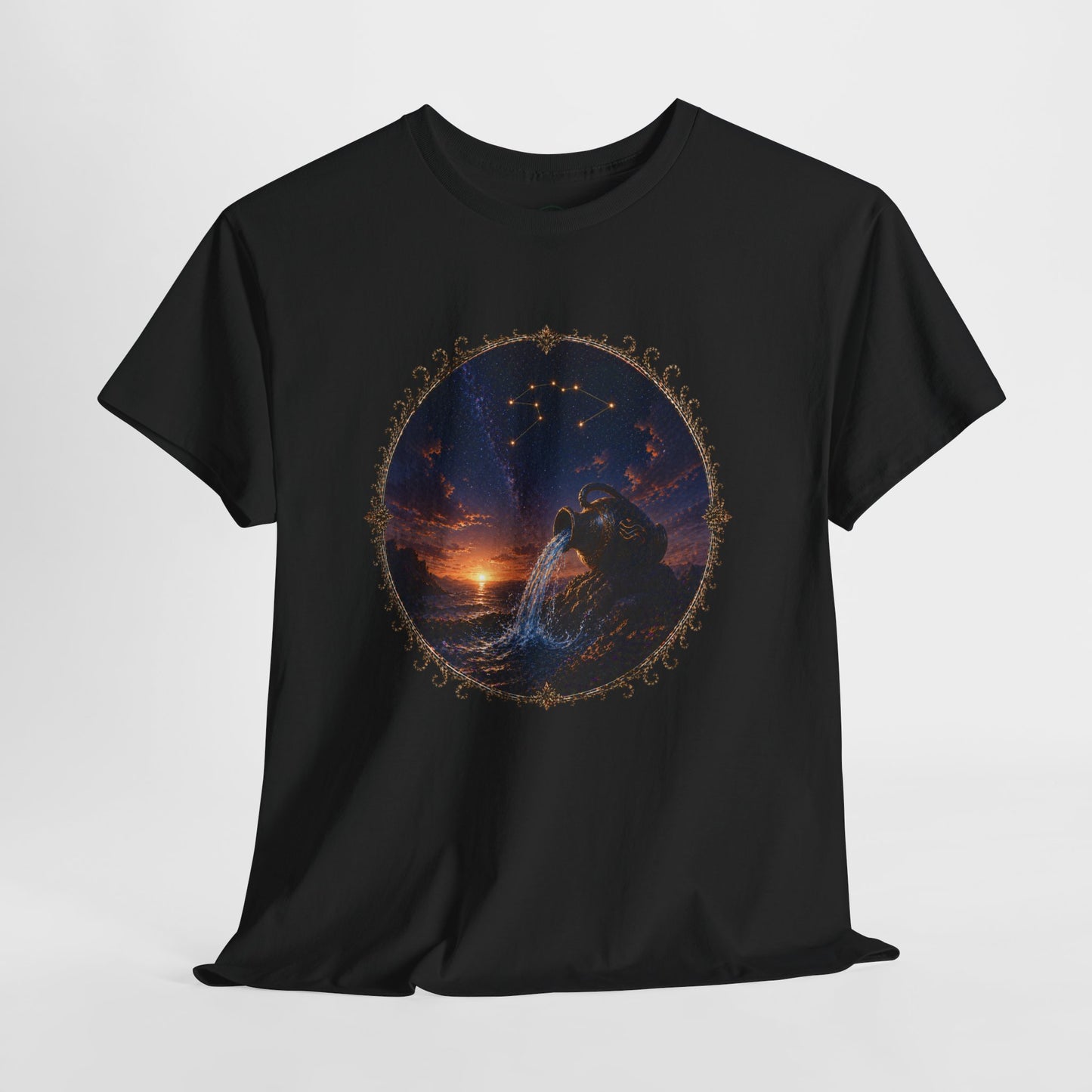 Aquarius Zodiac T-Shirt – Water Bearer Cosmic Design | Unique & Visionary Astrology Tee