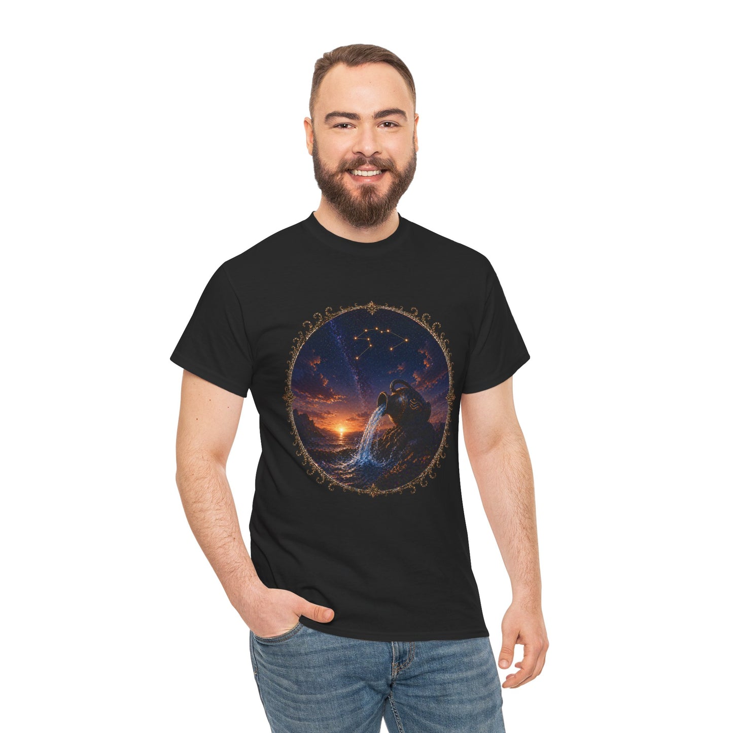 Aquarius Zodiac T-Shirt – Water Bearer Cosmic Design | Unique & Visionary Astrology Tee